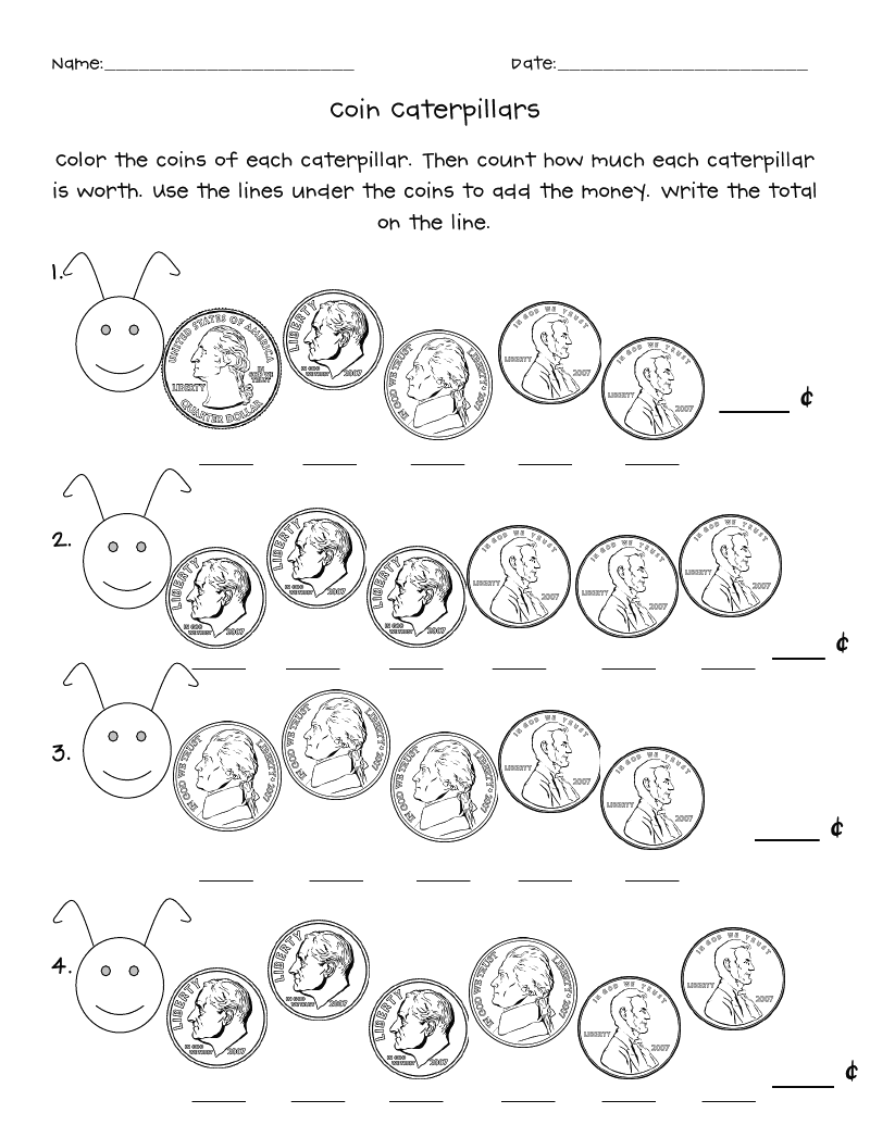 9 Best Images of Worksheets Adding Money Amounts - Money Counting Coins