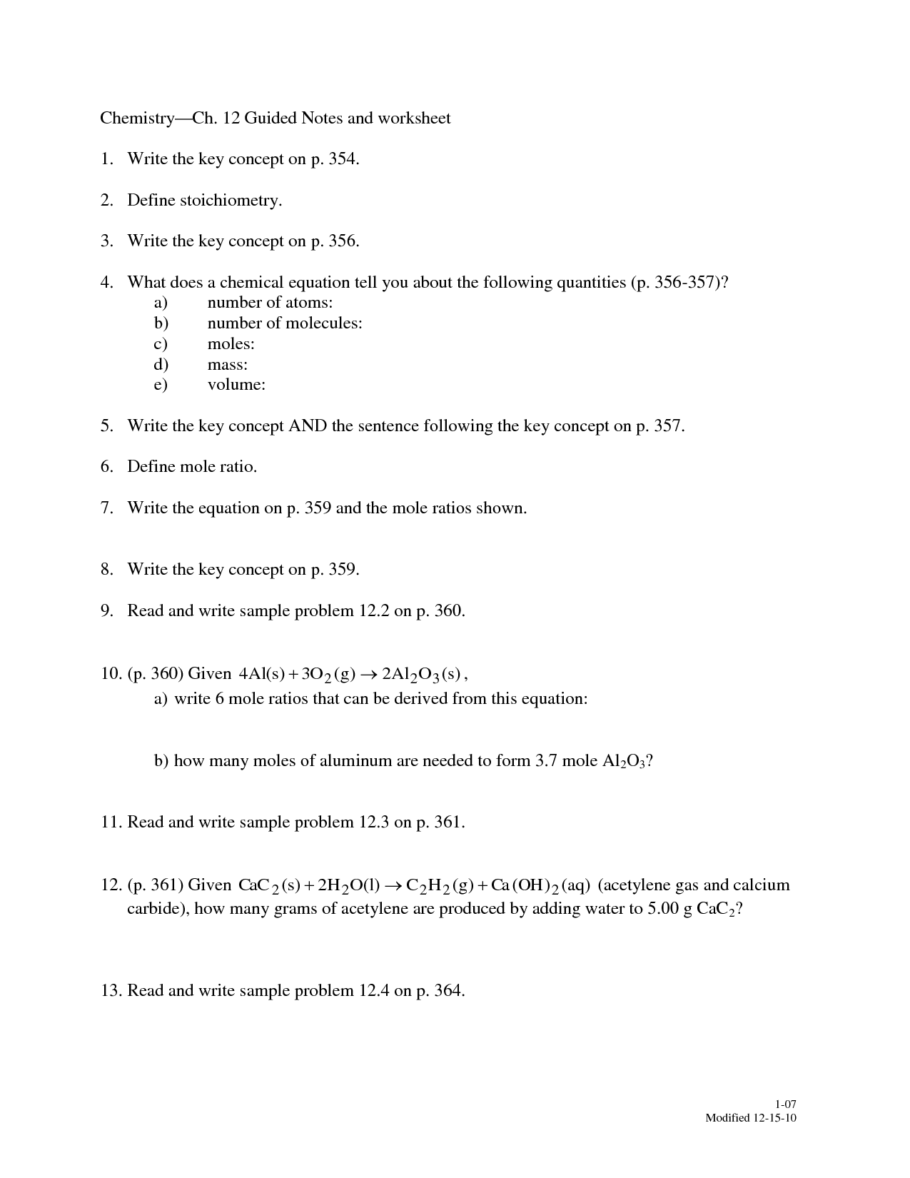 16 Best Images of Mole Ratio Worksheet Answer Key Ch 12 - Mole Ratio
