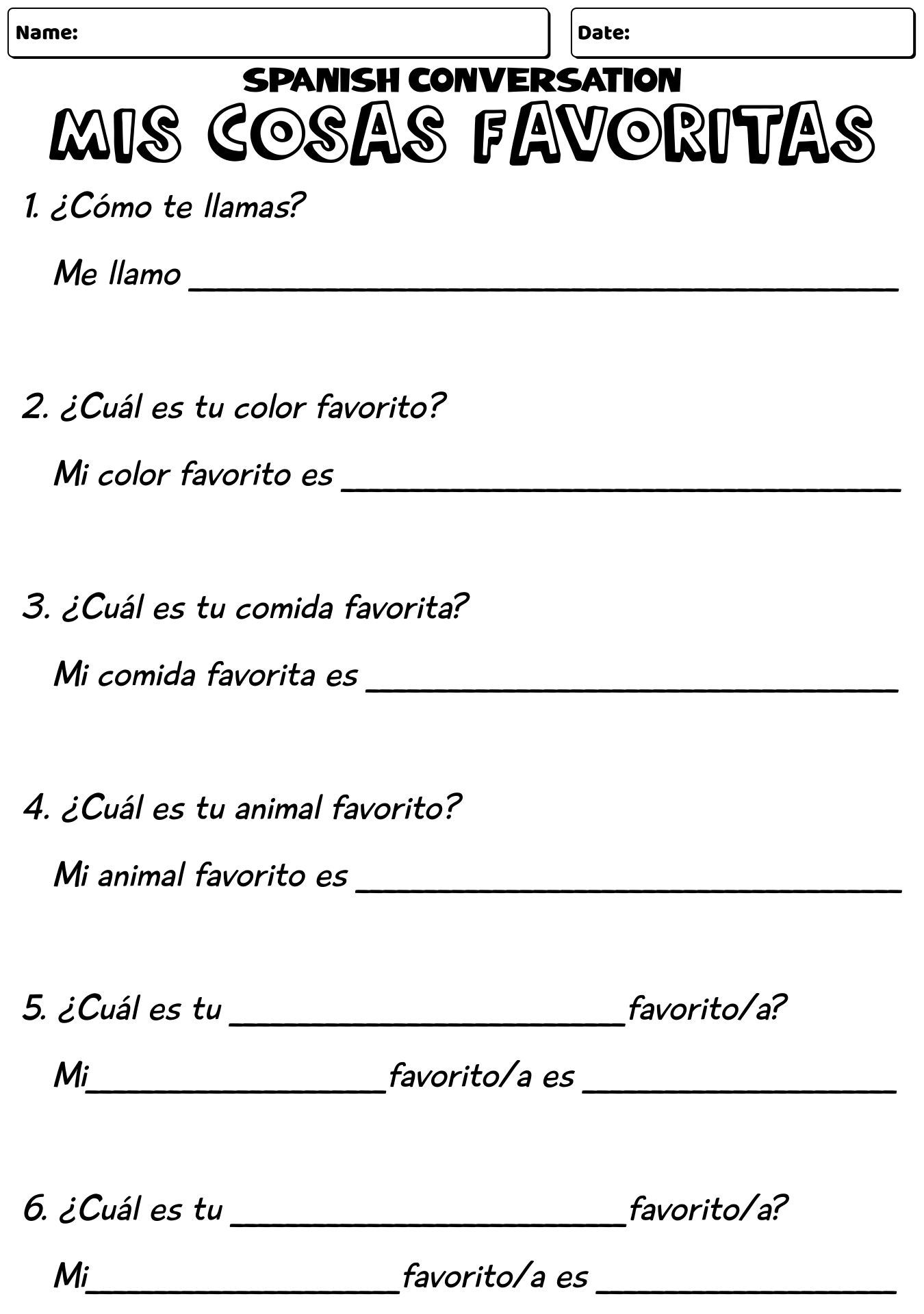 14 Best Images Of Basic Spanish Conversation Worksheets Spanish 