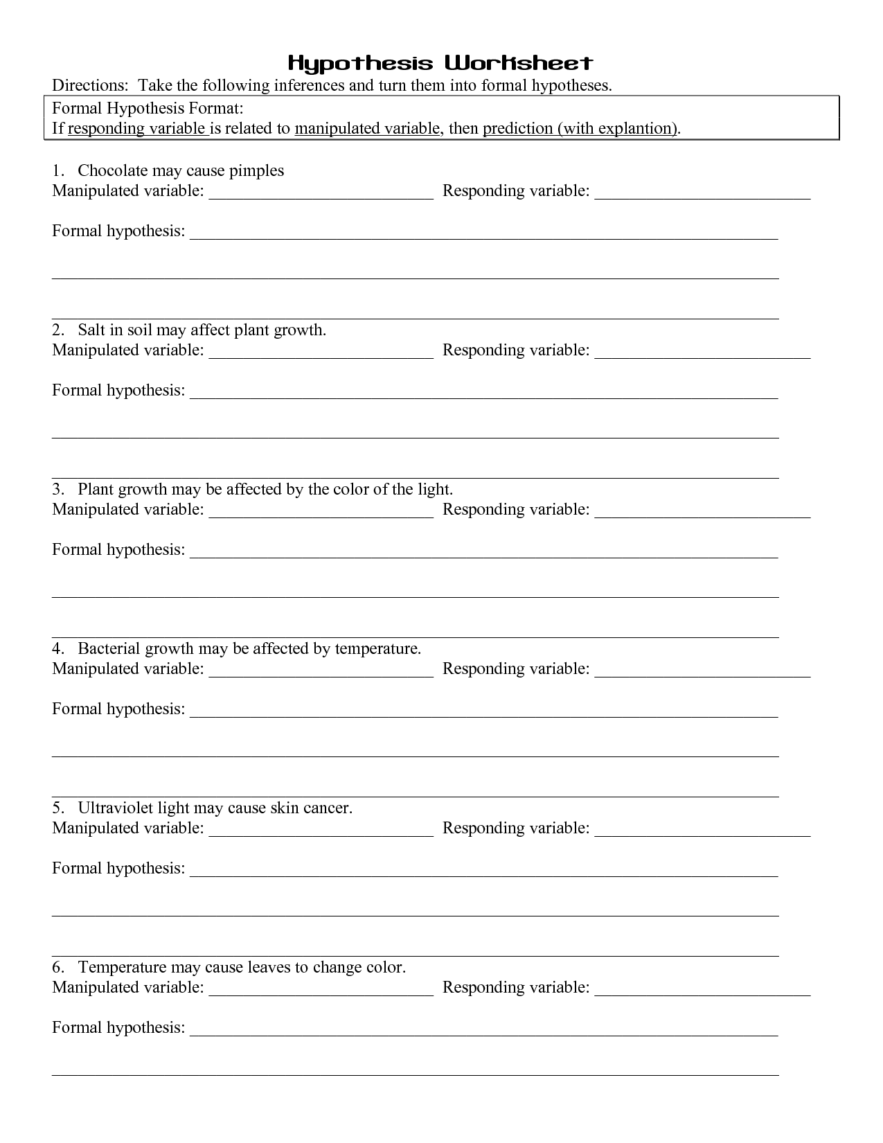 32 Writing A Hypothesis Worksheet Middle School Worksheet Database 