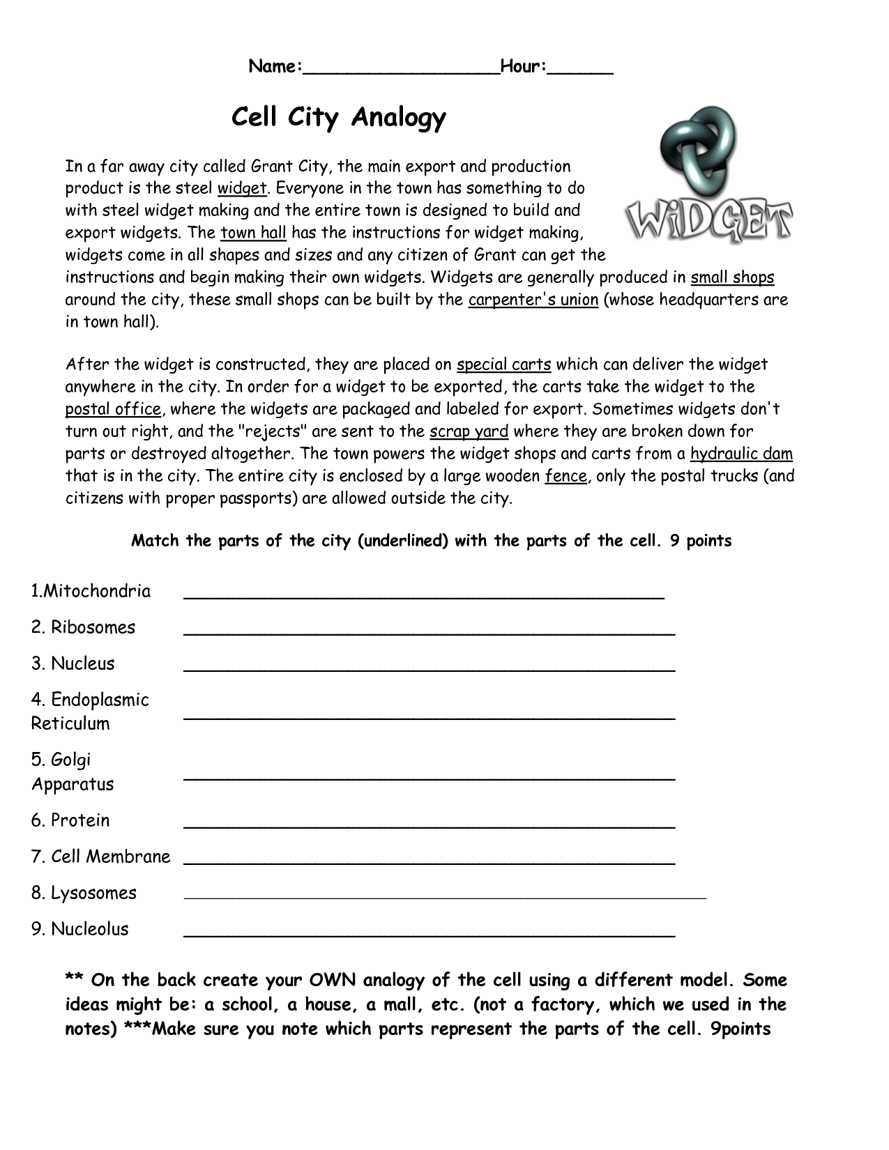 18 Best Images Of Cell Analogy Worksheet Cell City Analogy Worksheet 