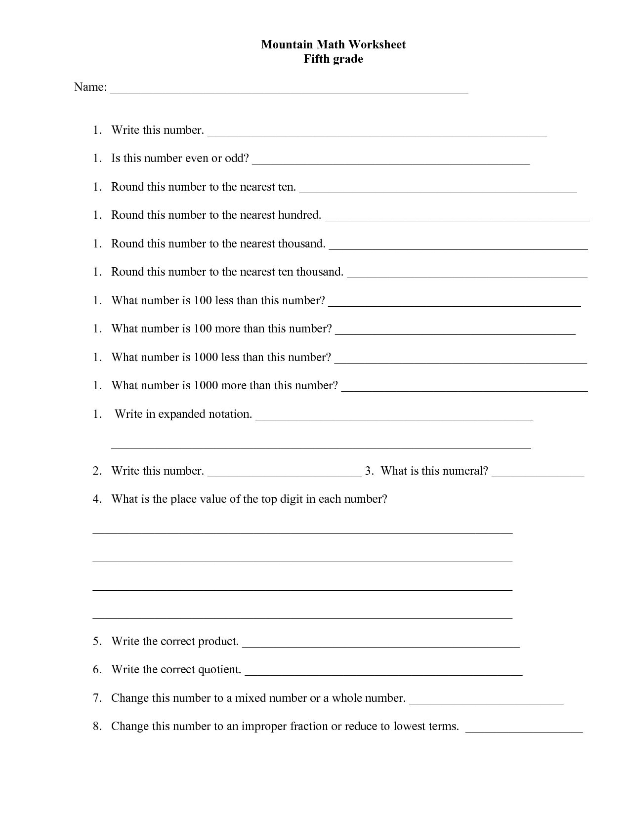 15 Best Images Of Mountain Math Worksheet 4th Grade Mountain Math Worksheet 5th Grade