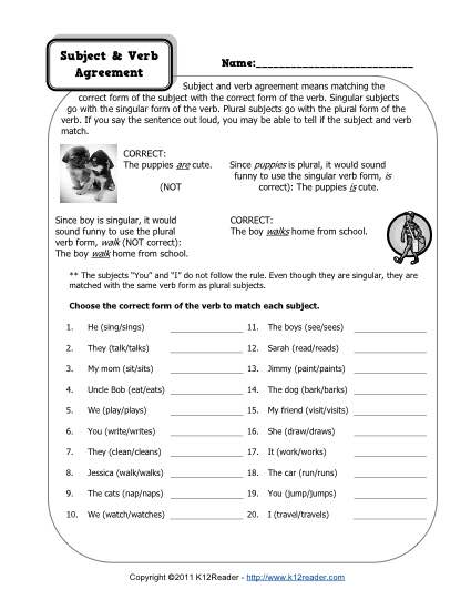 18 Best Images Of Subject Verb Worksheets 2nd Grade Subject Verb 