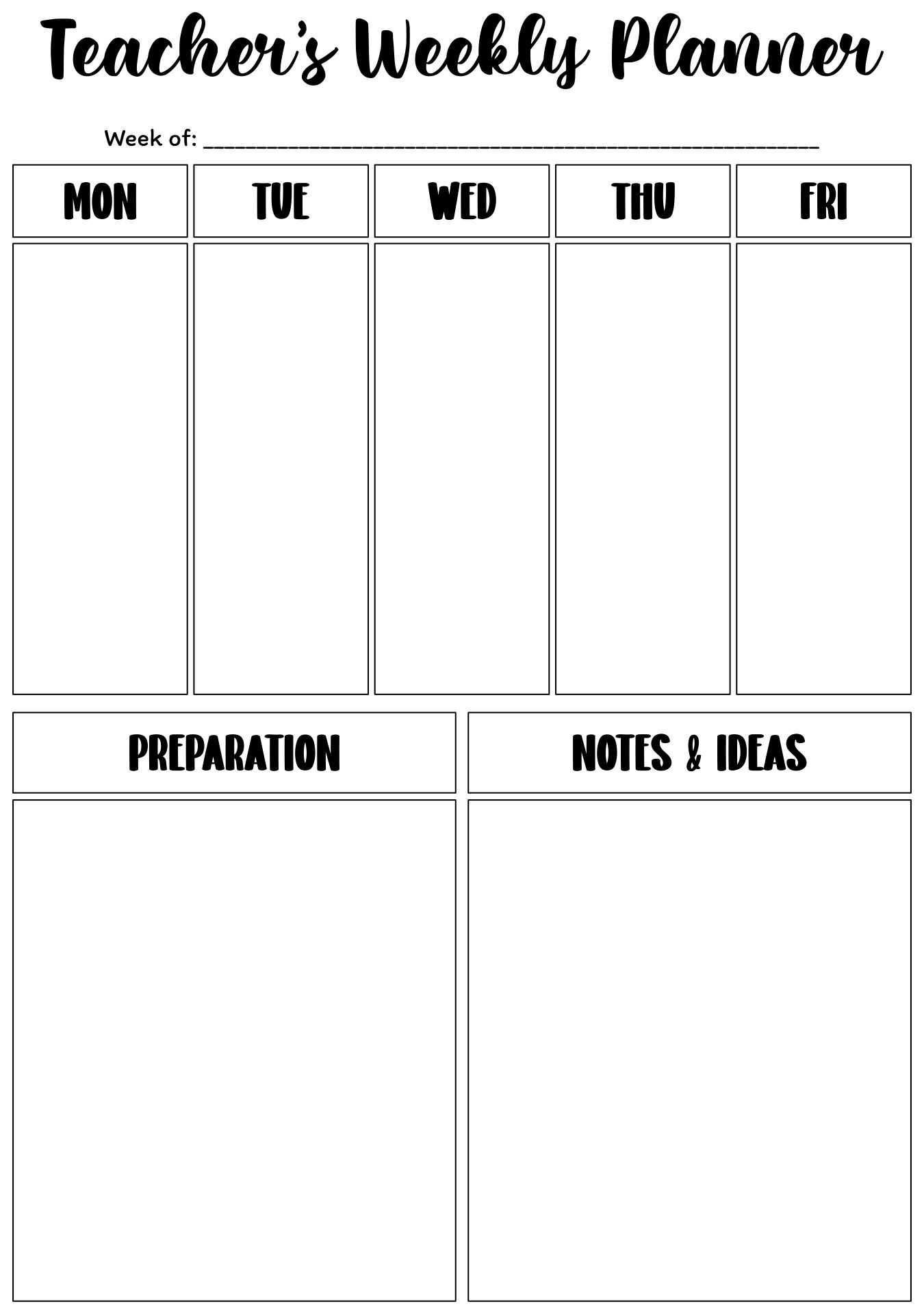 Free Printable Teacher Planner Template Printable Templates