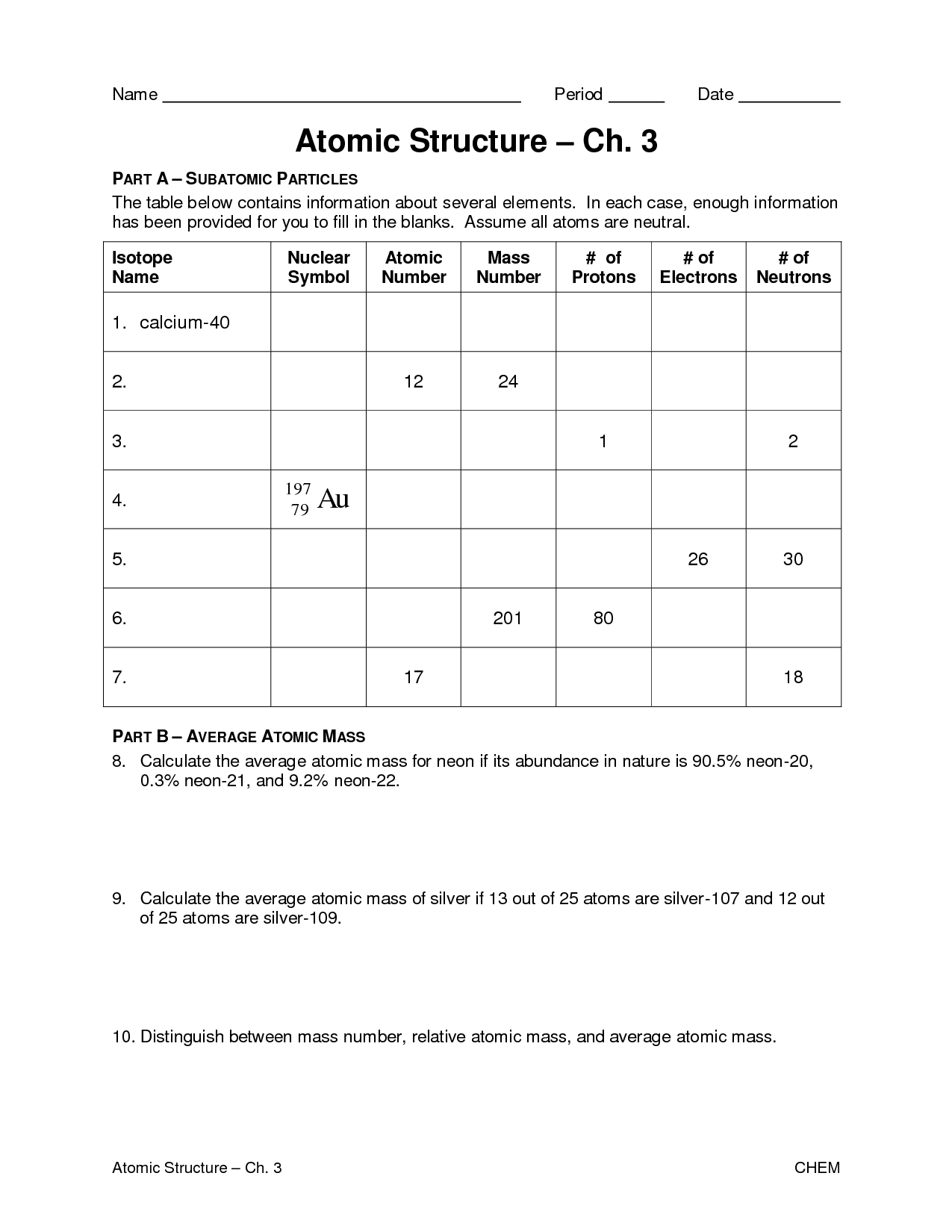 16 Best Images Of Atomic Structure Worksheet Answer Chart Periodic 