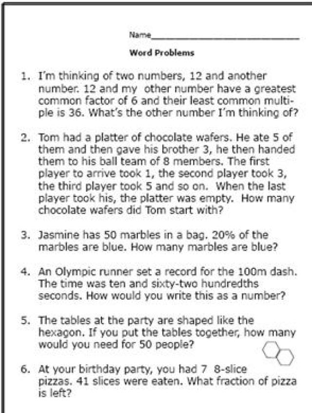 16 Best Images Of 6th Grade Math Worksheets Problems 6th Grade Math Word Problems 6th Grade