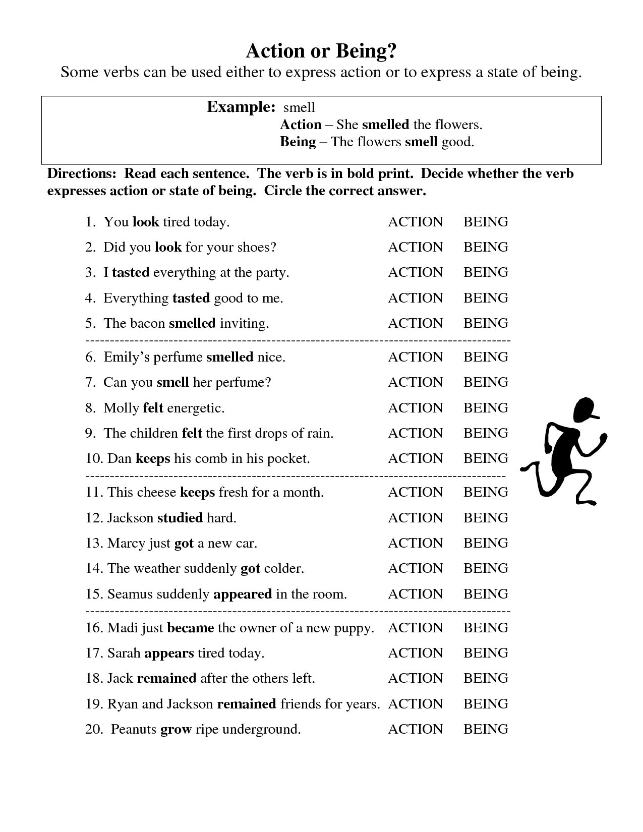 18 Best Images Of Action Verb Printable Worksheets Action And Linking 