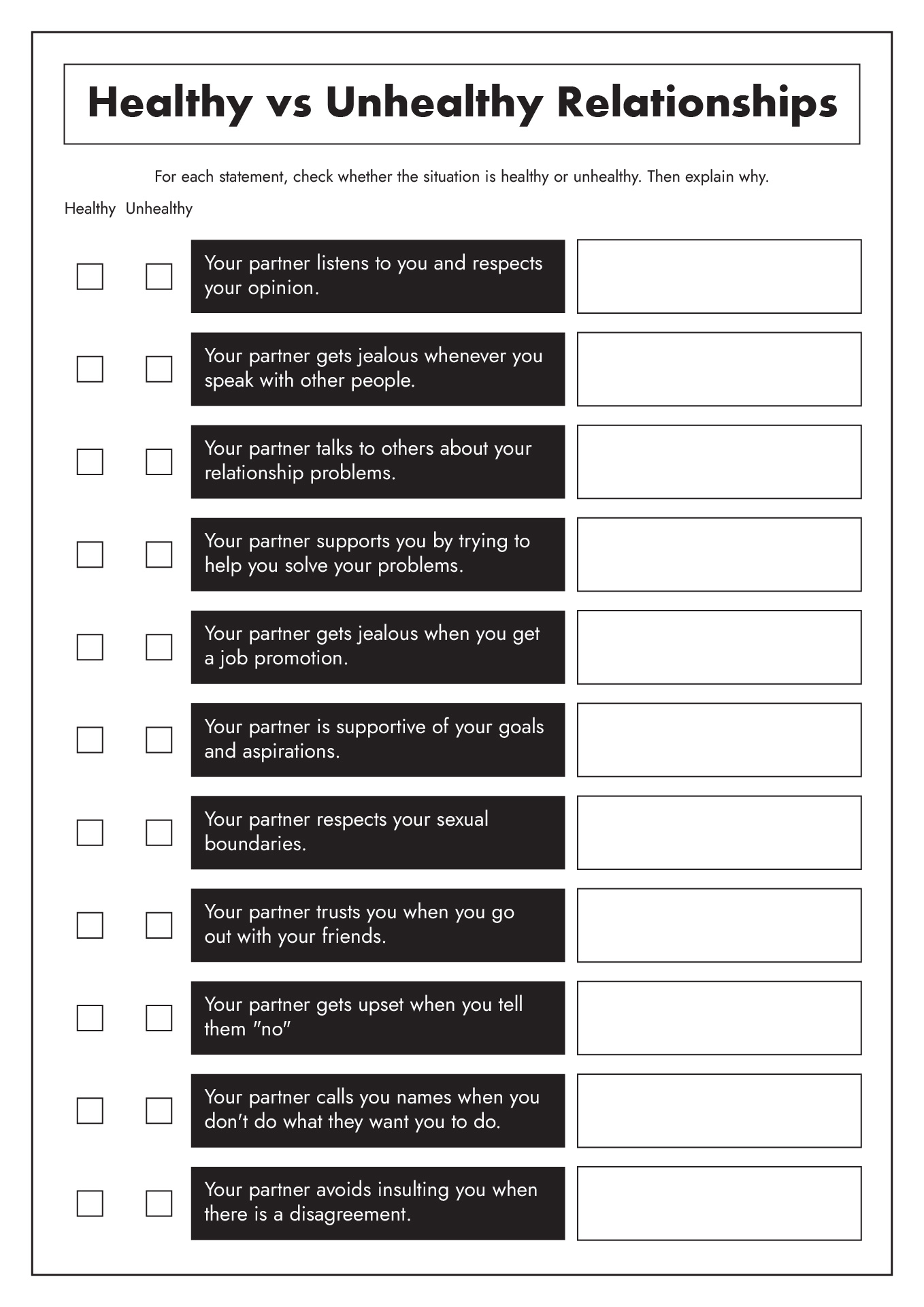 18 Best Images Of Unhealthy Boundaries Worksheet Healthy Relationship 