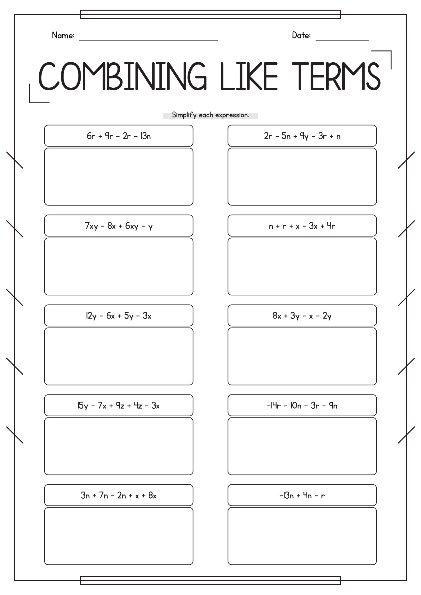 All Worksheets Combine Like Terms Worksheets Printable Worksheets Guide For Children And