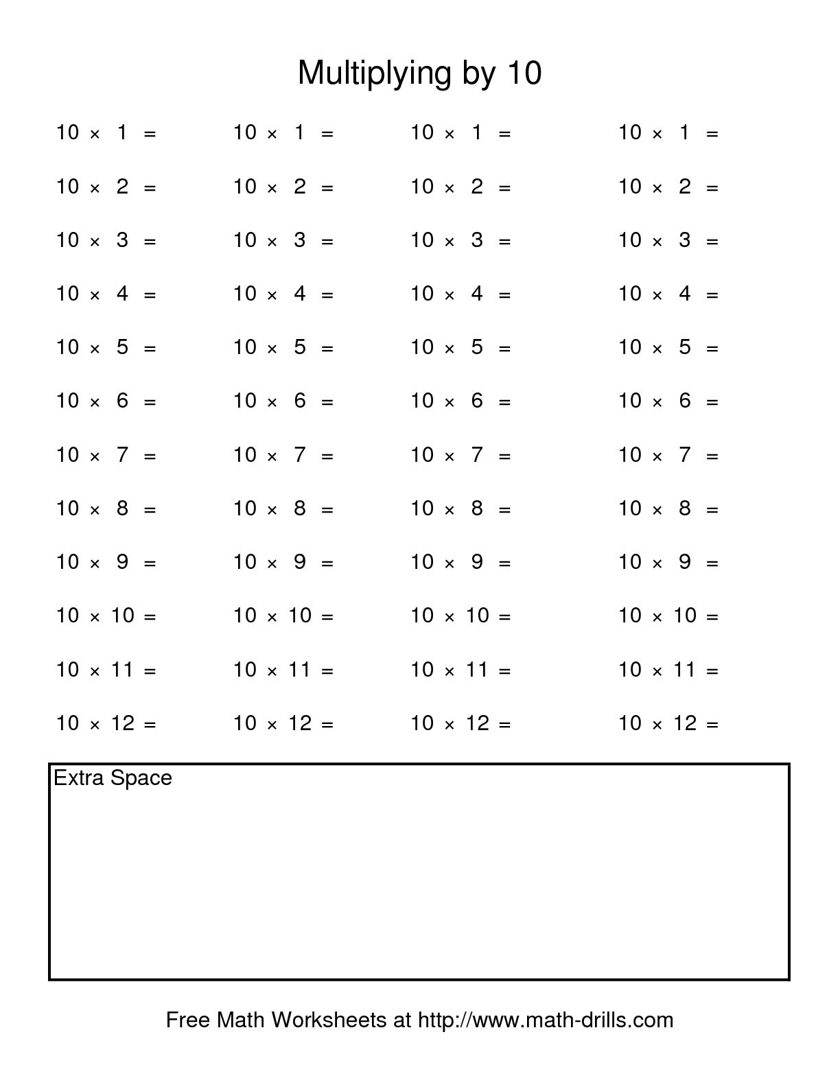 15 Best Images Of Multiplication By 10 Worksheet Multiplication Worksheets 1 10 Multiplying 