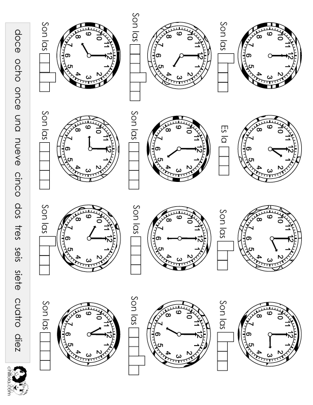 10 Best Images Of Hora Spanish Worksheets Spanish Telling Time 