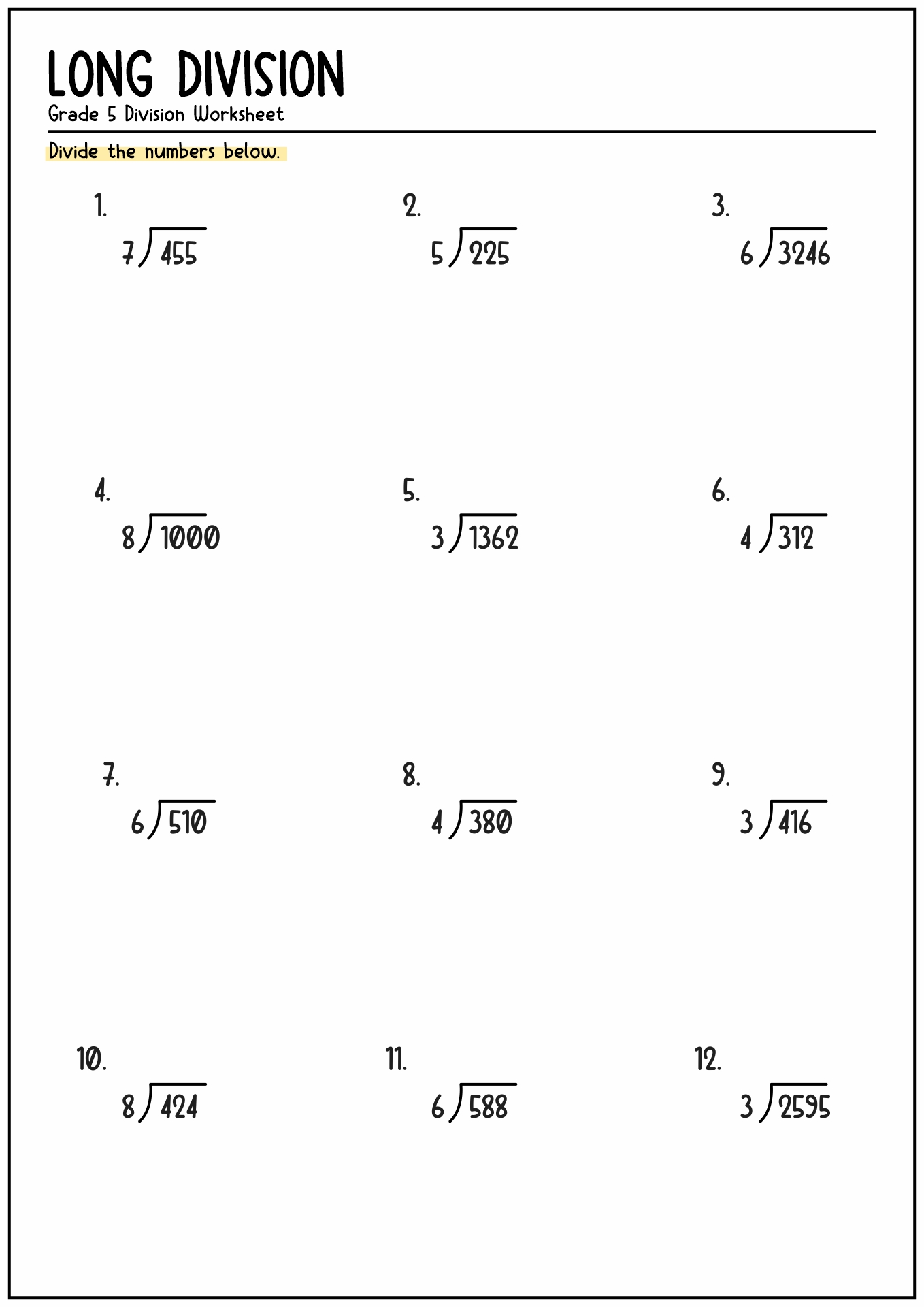 15 Best Images Of Free Division Worksheets For 5th Grade Free Printable Division Worksheets