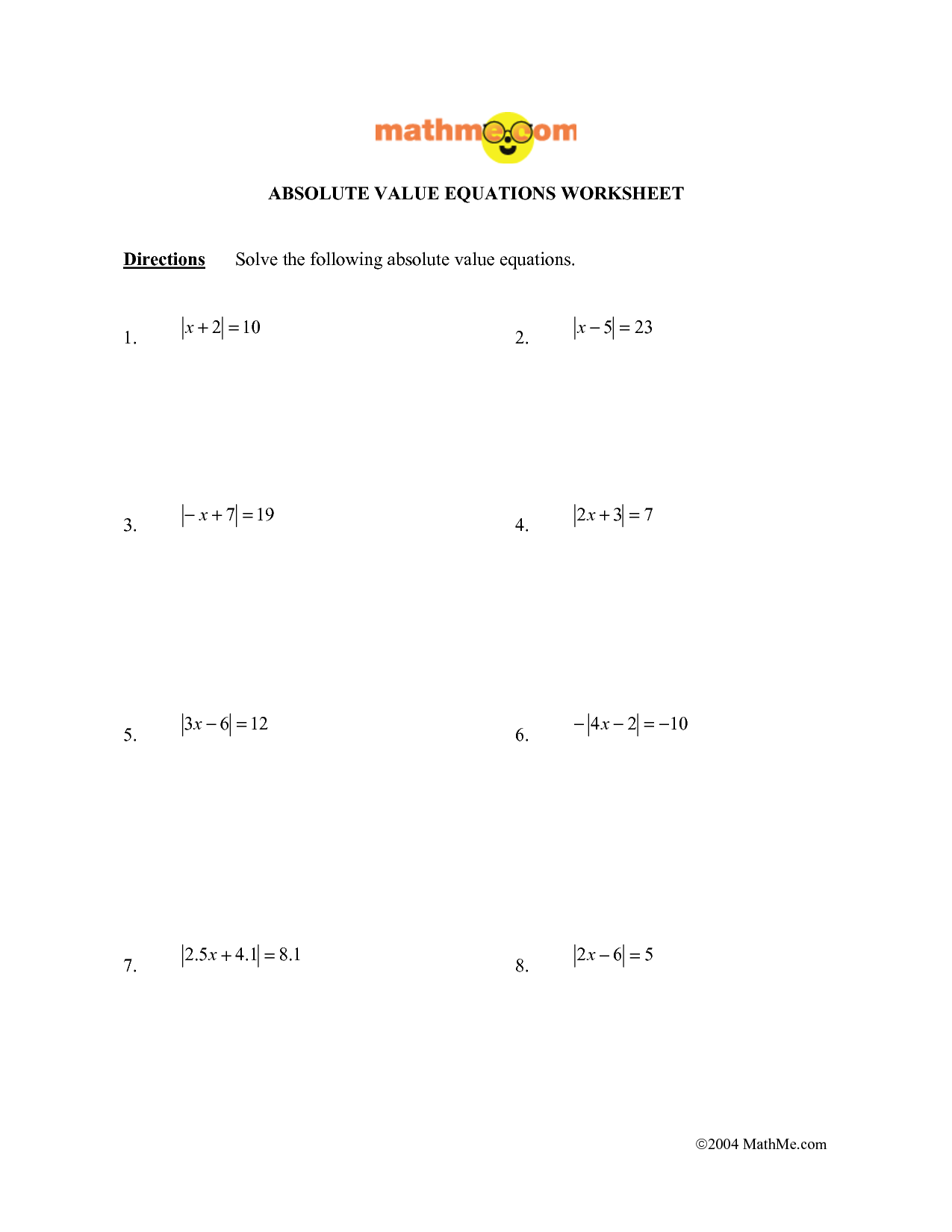 11 Best Images Of Absolute Value Worksheets Absolute Value Integers 