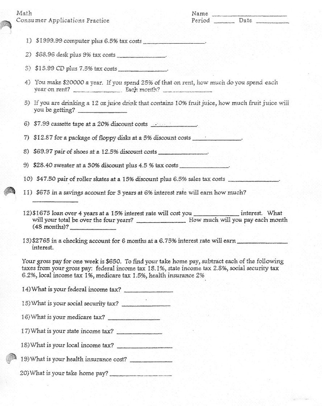 9 Best Images Of Consumer Math Word Problem Worksheets Money Word Homeschooling Consumer Math