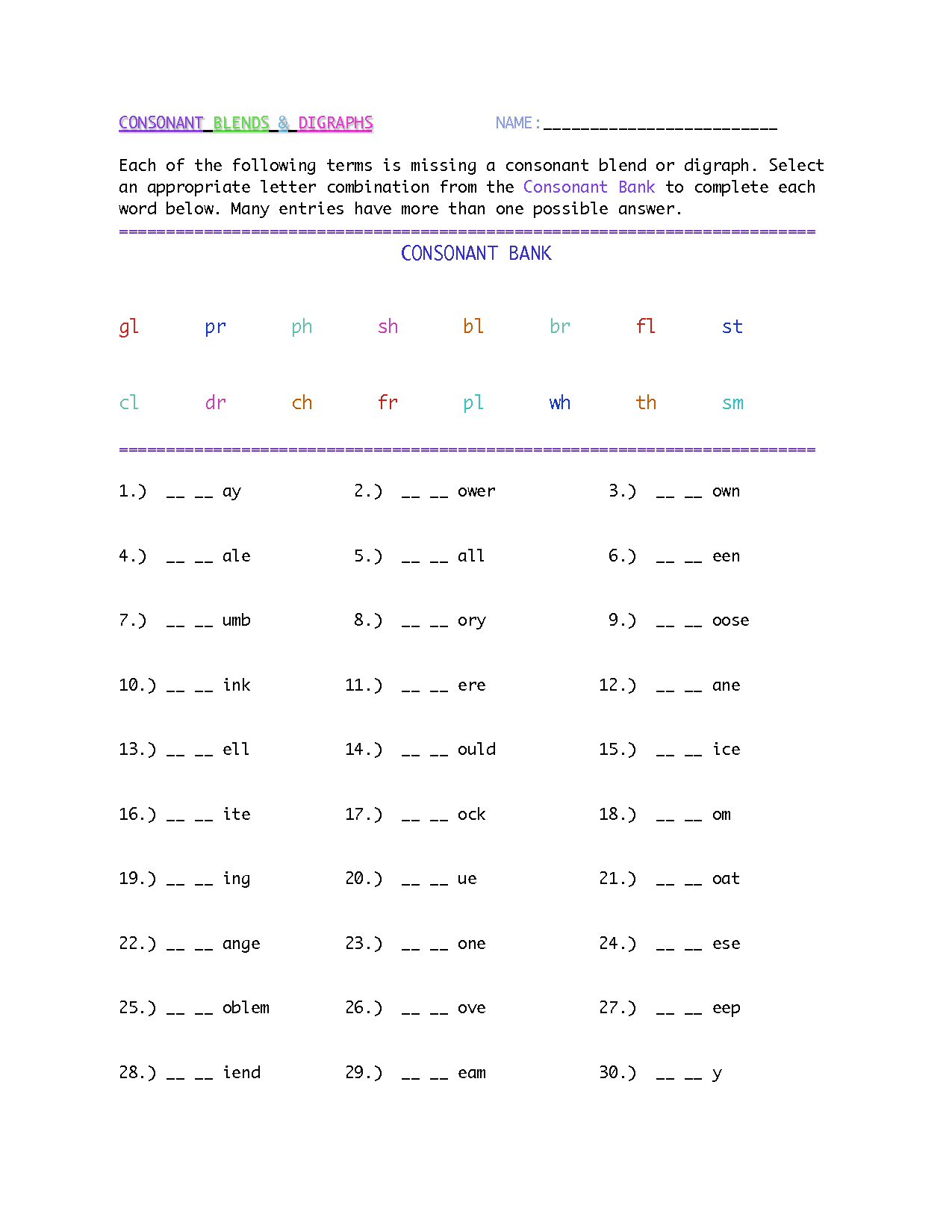 18 Best Images Of Consonant Digraph Worksheets Free Printable Consonant Digraph Worksheets 