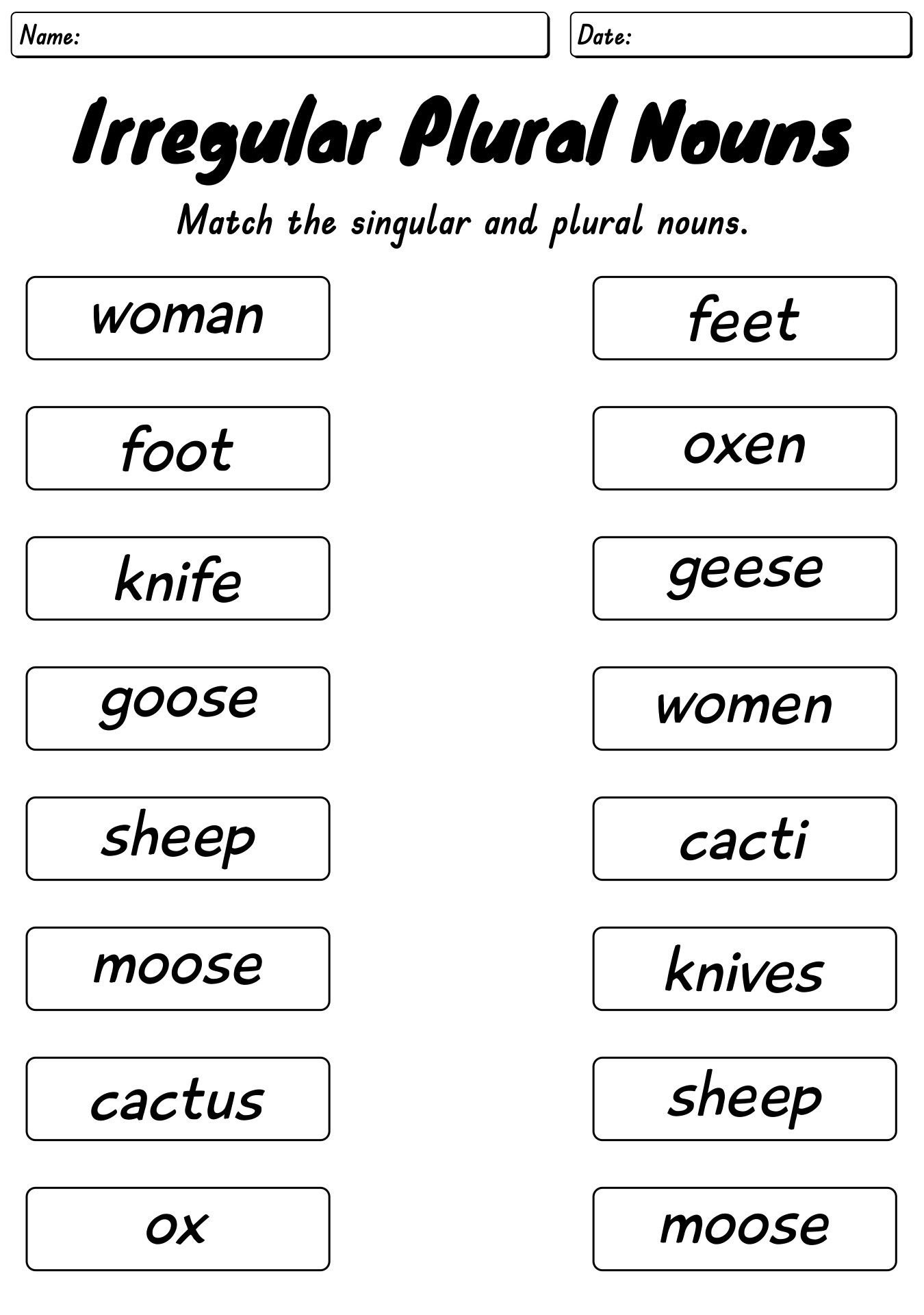 18 Best Images Of Irregular Plurals Worksheets 1st Grade Irregular Plural Nouns Worksheet 2nd 