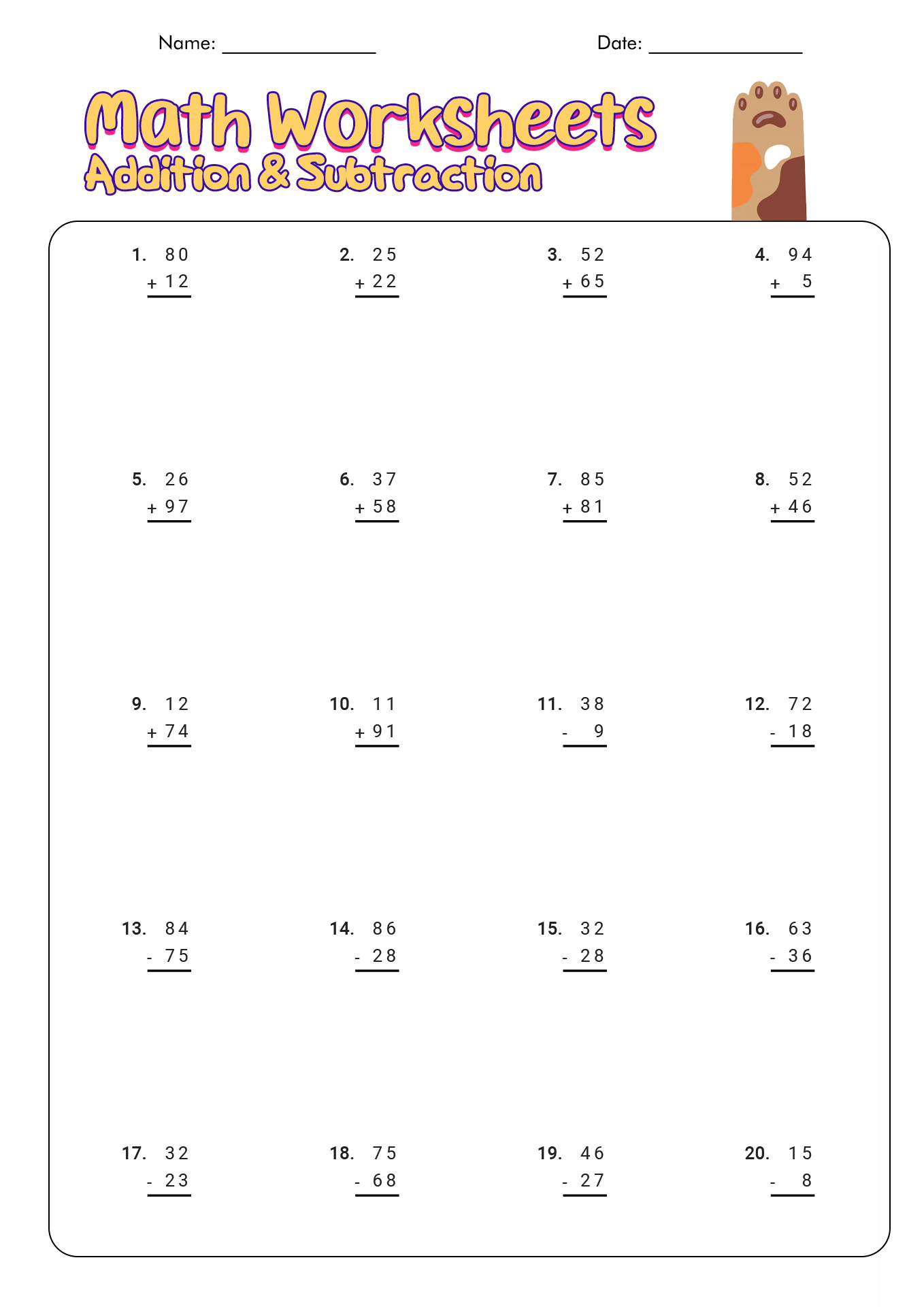 12 Best Images Of First Grade Subtraction Math Worksheets Printable 