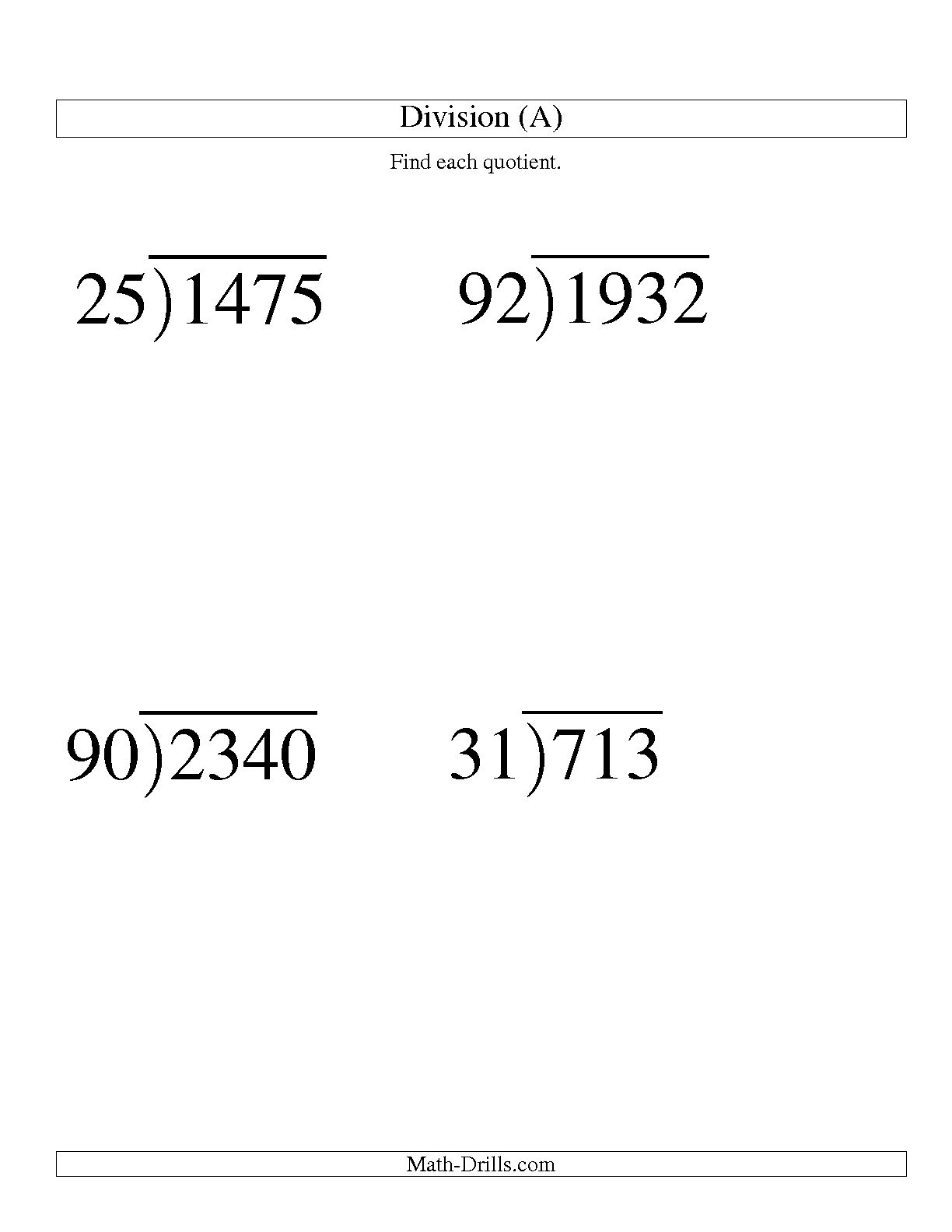 13 Best Images Of 2 Digit Division Worksheets Math Division 