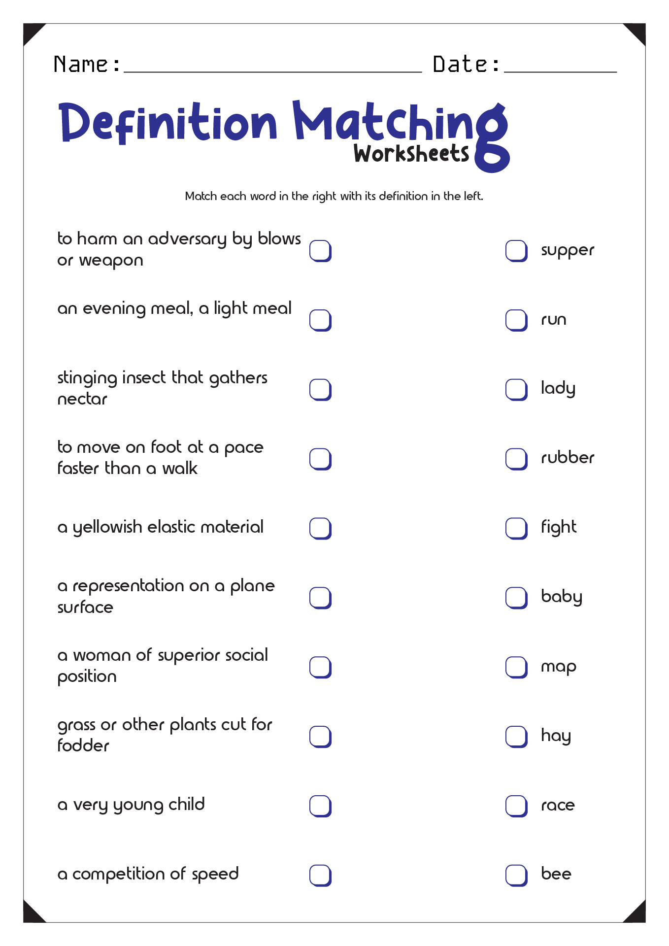 14 Best Images Of Matching Definitions To Words Worksheets 2nd Grade Vocabulary Words And 