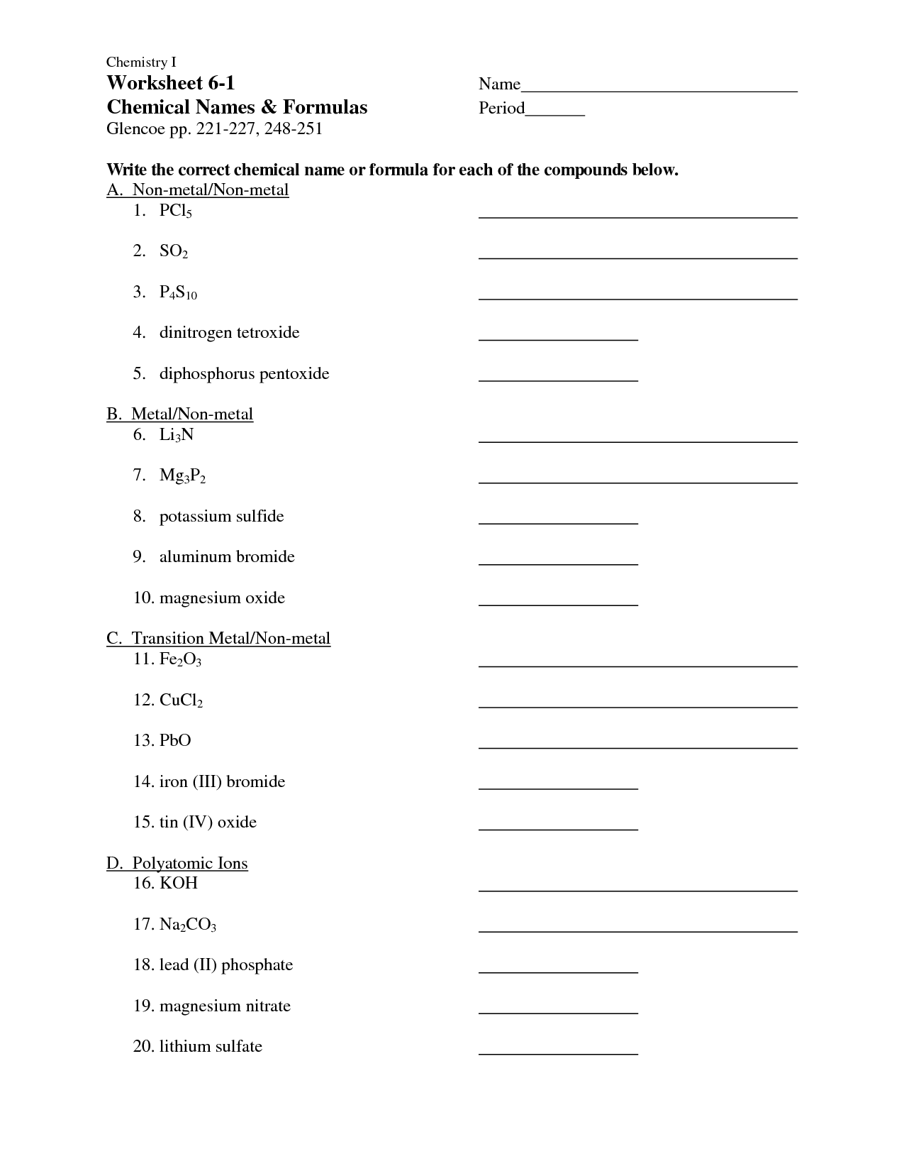 12 Best Images Of Chemical Formulas Worksheet Chemical Names And 