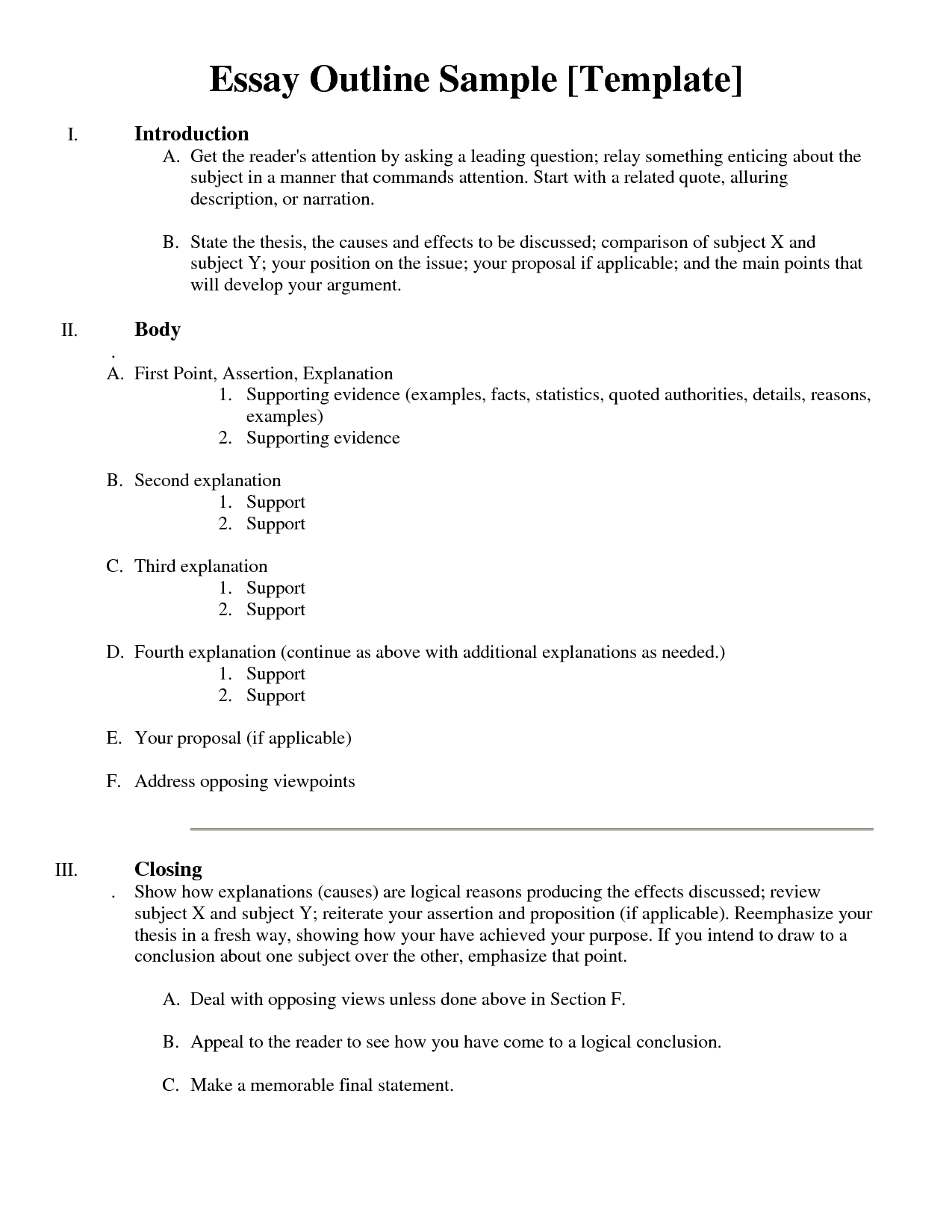 18 Best Images Of Sample Outline Worksheet Example Essay Outline 