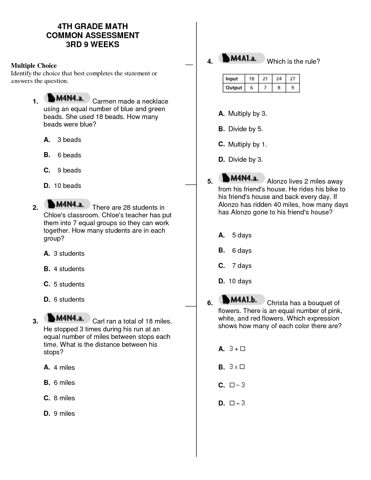 14 Best Images Of 6th Grade Math Worksheets Multiple Choice 7th Grade 