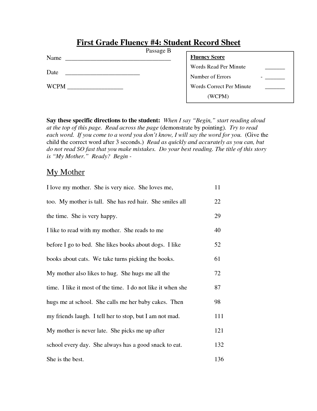 13 Best Images Of 4th Grade Fluency Worksheets 4th Grade Reading 