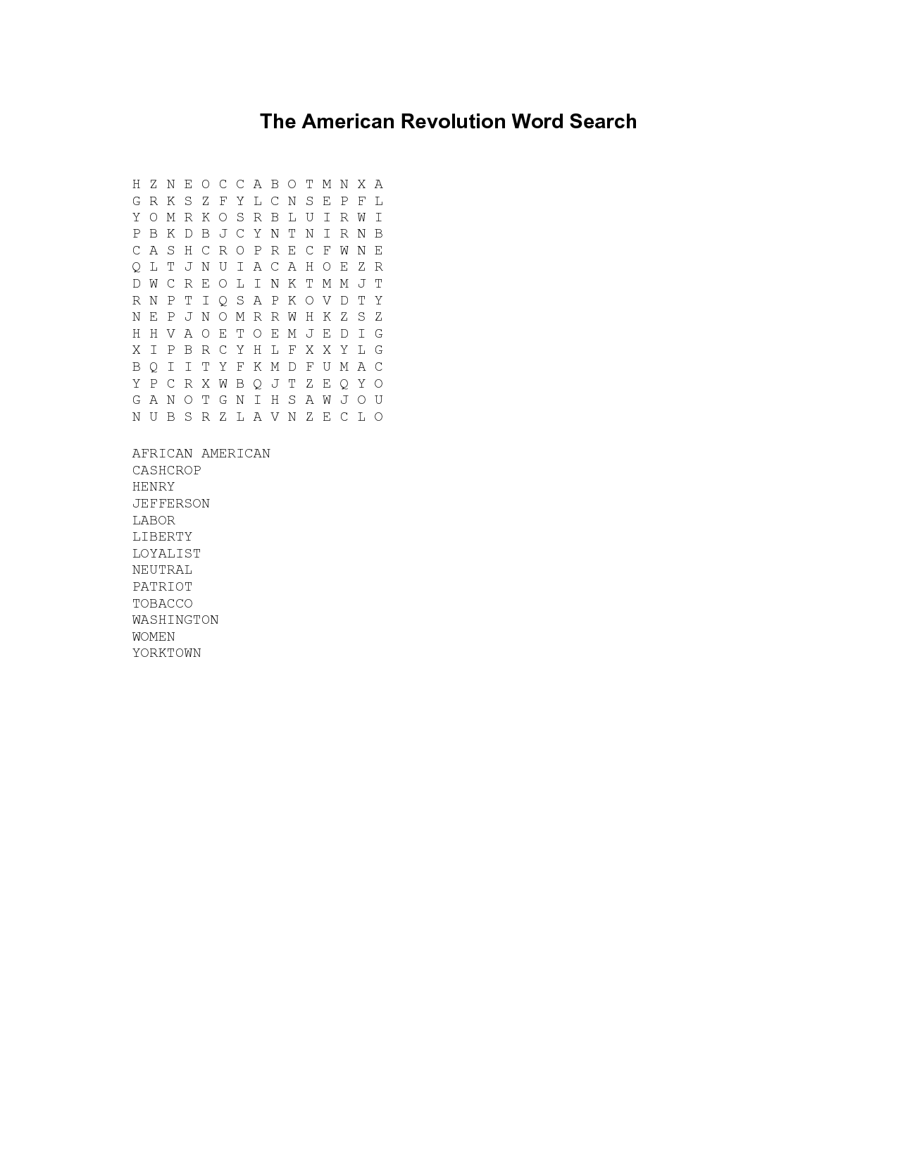 14 Best Images Of American Revolution Word Search Worksheet Revolutionary War Word Search