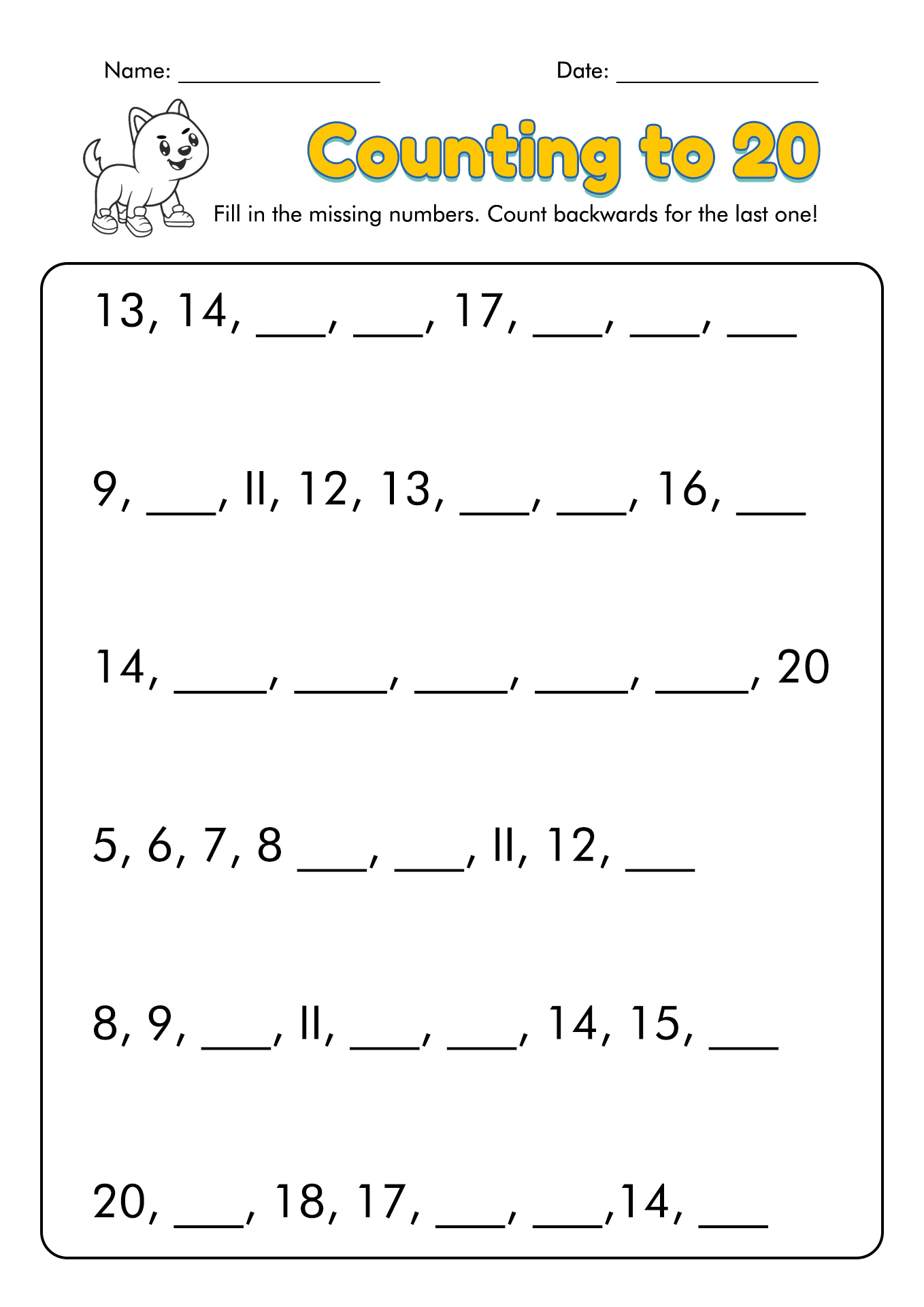 12 Best Images Of Blank Kindergarten Numbers 1 100 Worksheets Blank Number Chart 1 20