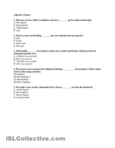 14 Best Images Of Adverb Clause Worksheet With Answer Independent And Dependent Clauses 