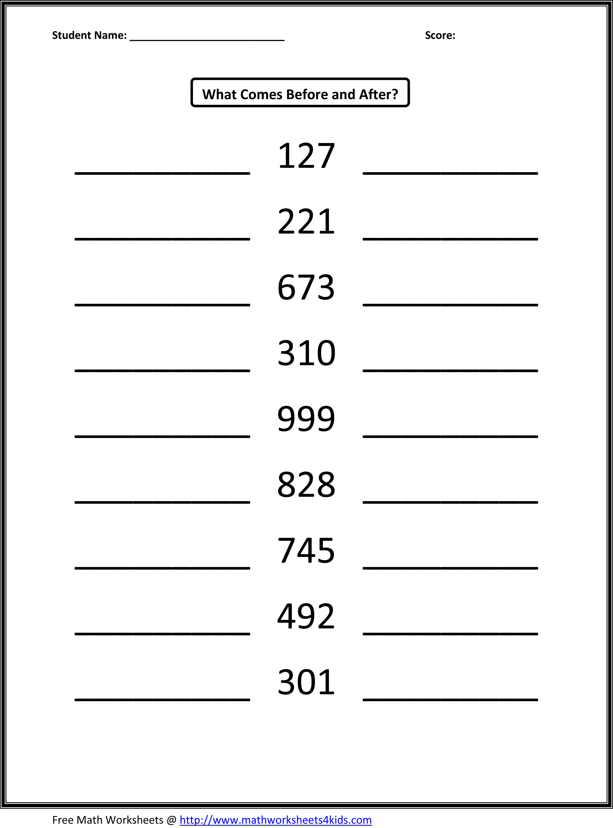 15 Best Images Of What Number Comes Between Worksheet Before And After Worksheets Grade 1