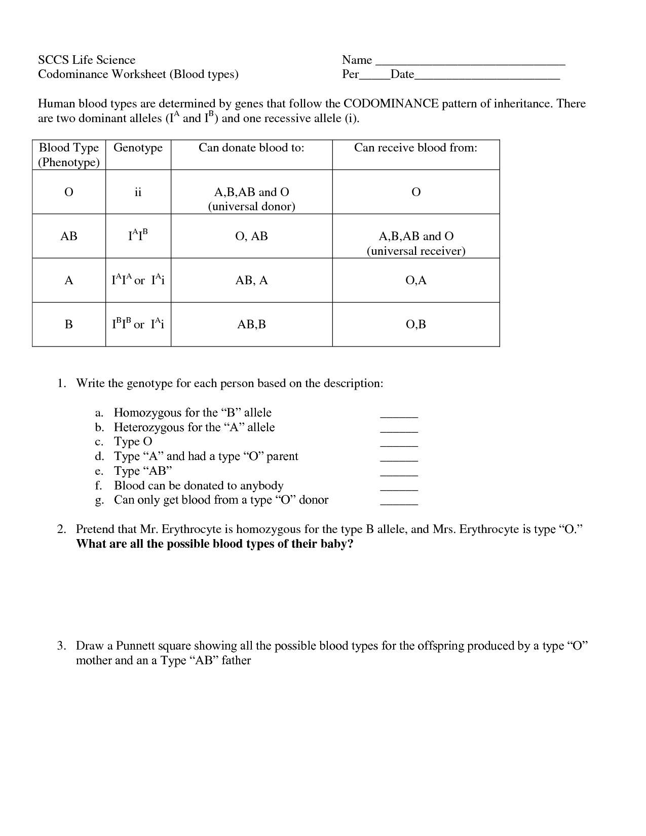 16 Best Images Of Blood Type Worksheet Answer Key Codominance Worksheet Blood Types Blood 