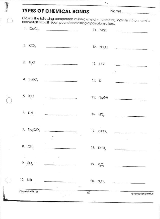 16 Best Images Of Types Of Chemical Bonds Worksheet Answers Chemical Bonding Worksheet Answer 