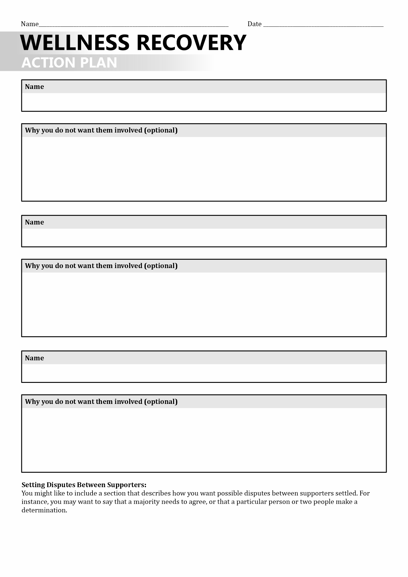 Printable Wellness Worksheets Printable Templates