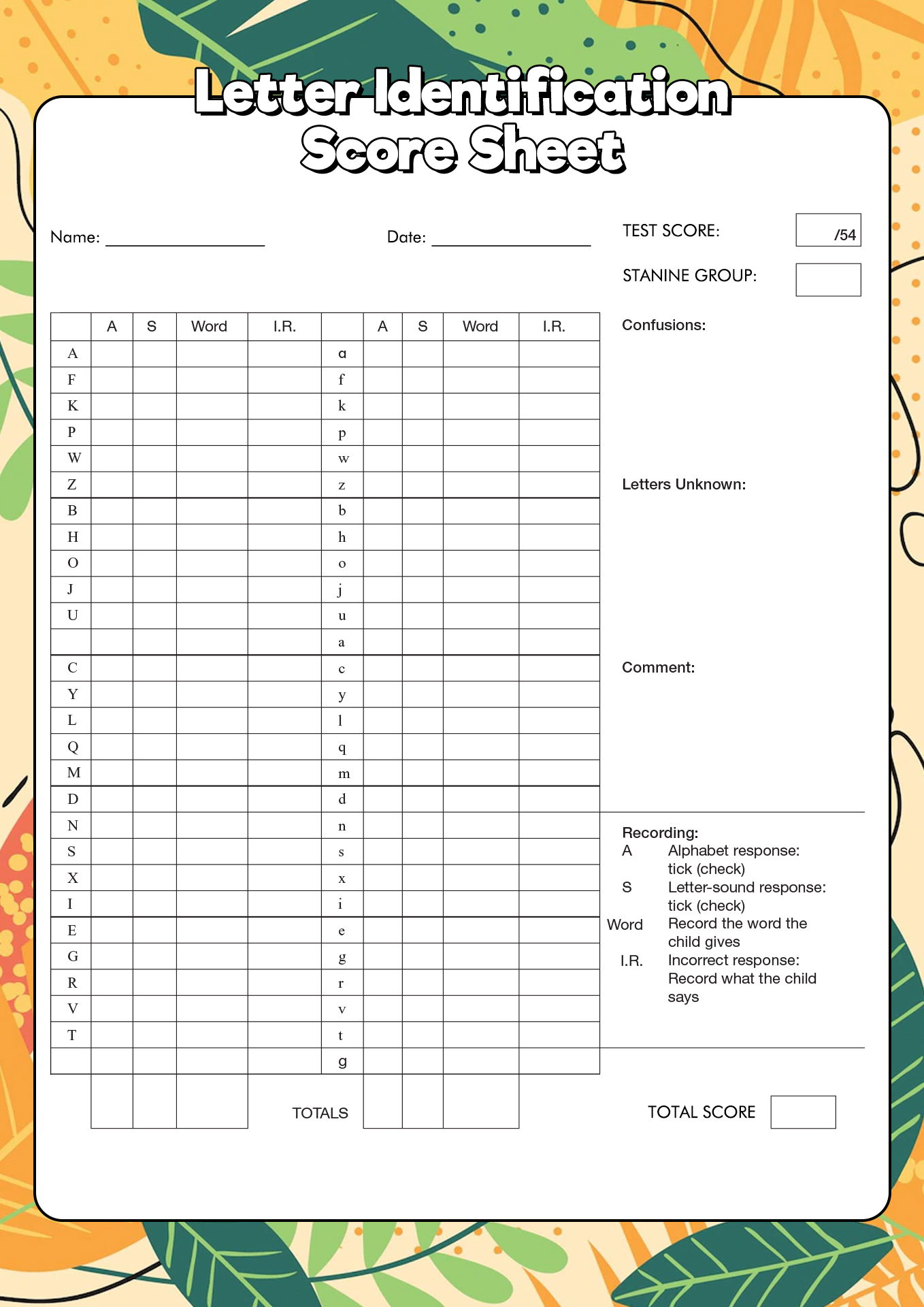 16 Best Images Of Letter Recognition Assessment Worksheet Alphabet