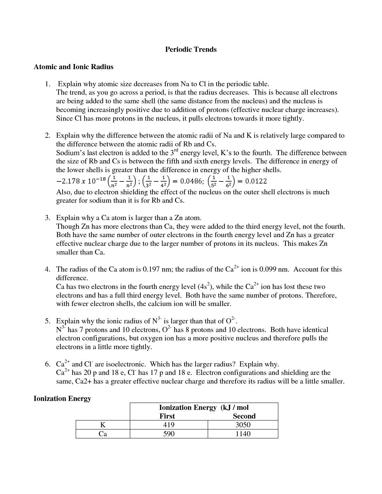 11 Best Images Of Periodic Trends Worksheet With Answers Periodic Trends Worksheet Answers 