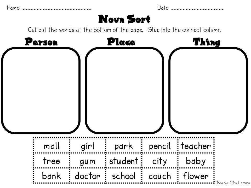 13 Best Images Of Free Cut And Paste Noun Worksheets Nouns Cut And 