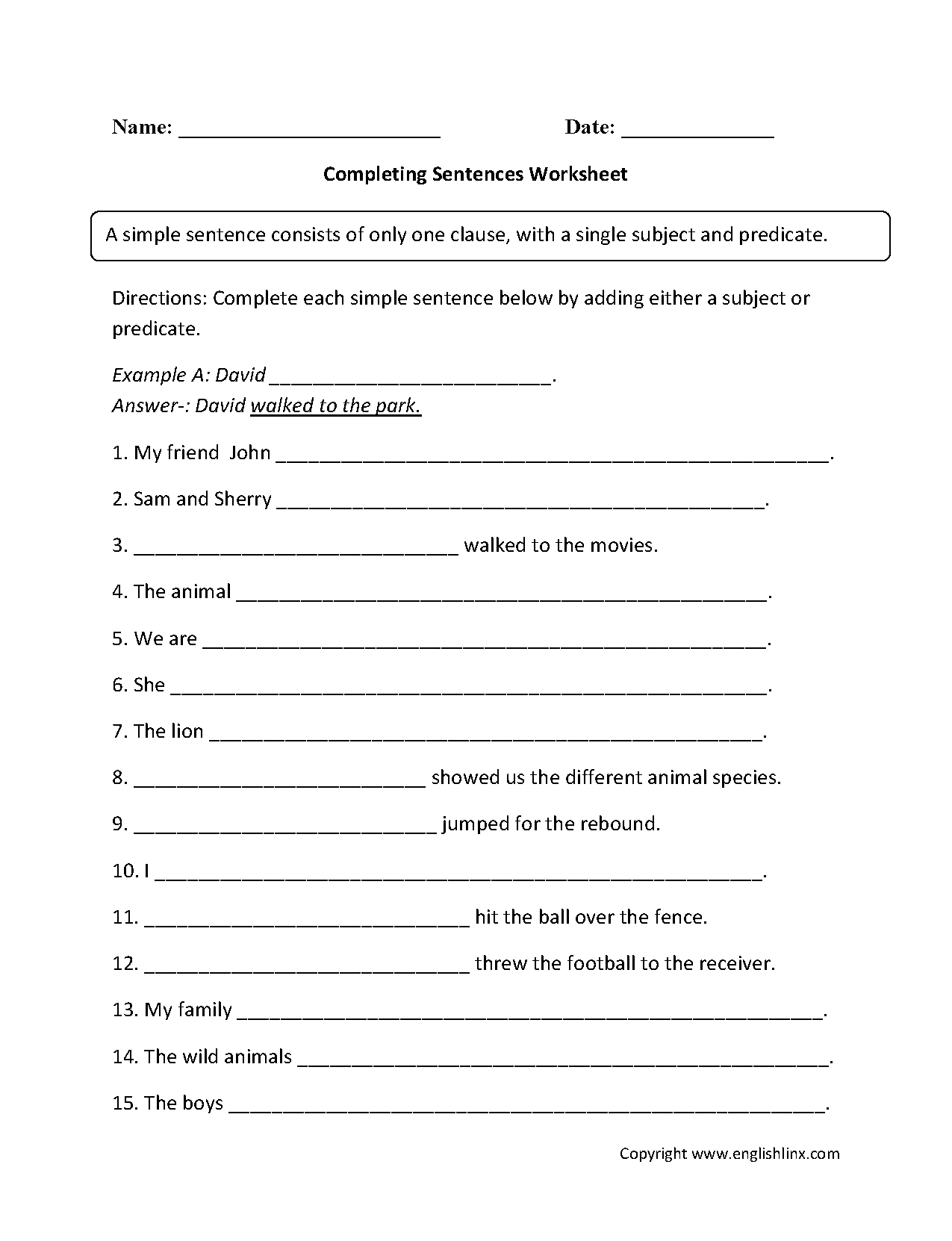 20 Best Images Of Sentence Structure Worksheets 7th Grade Simple 