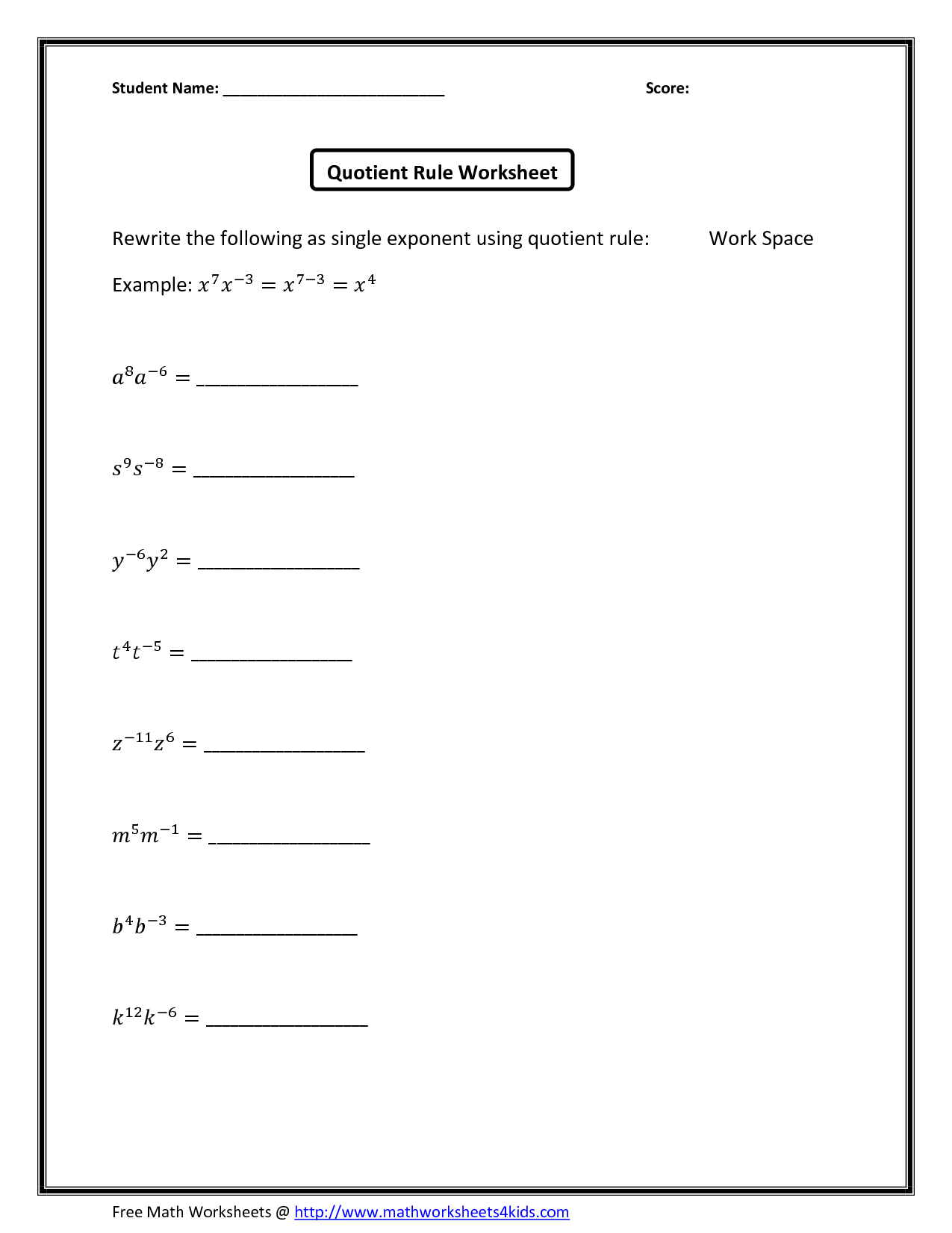 15 Best Images Of Exponent Rules Worksheet Exponents Worksheets 