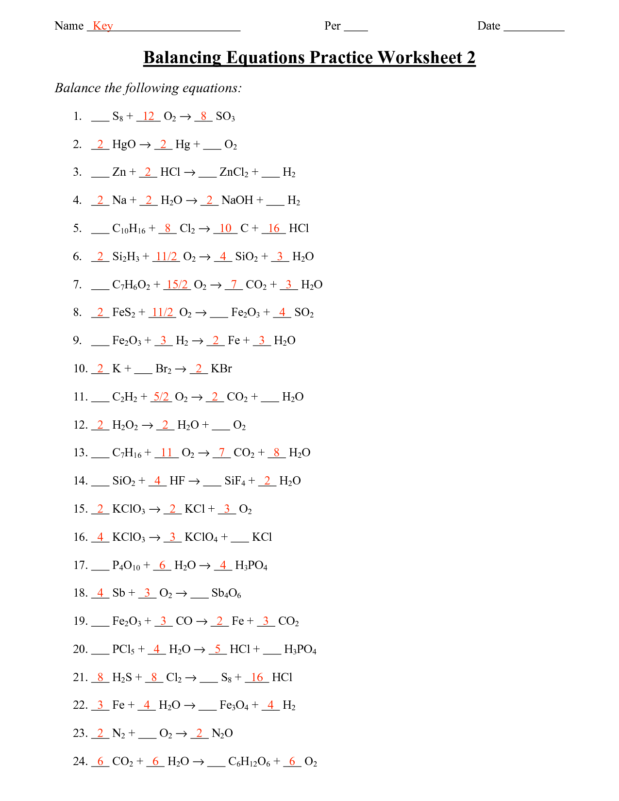 Balancing Act Practice Anser Key Balancing Act Worksheet Answer Key 