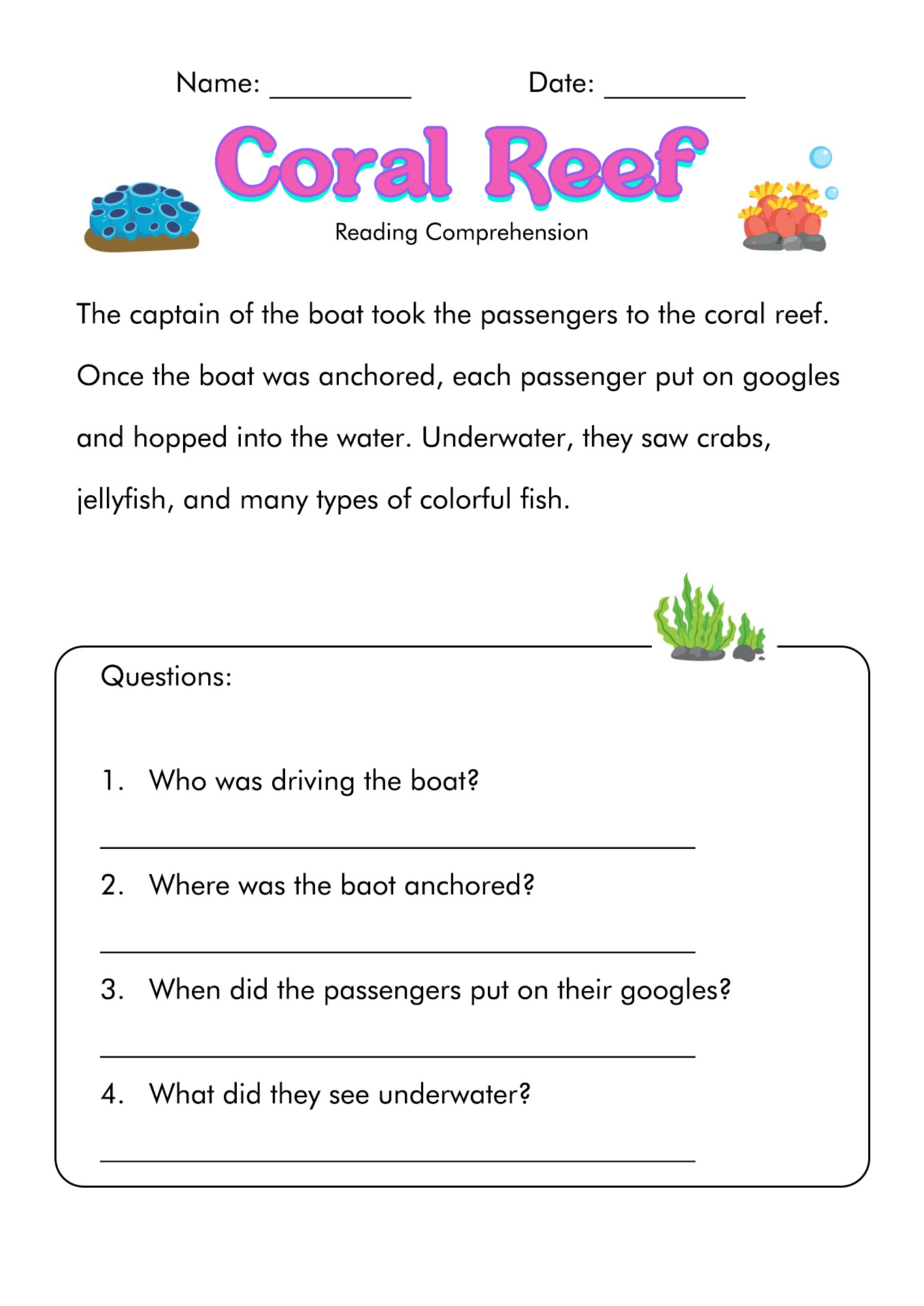 Reading Questions For 3rd Graders