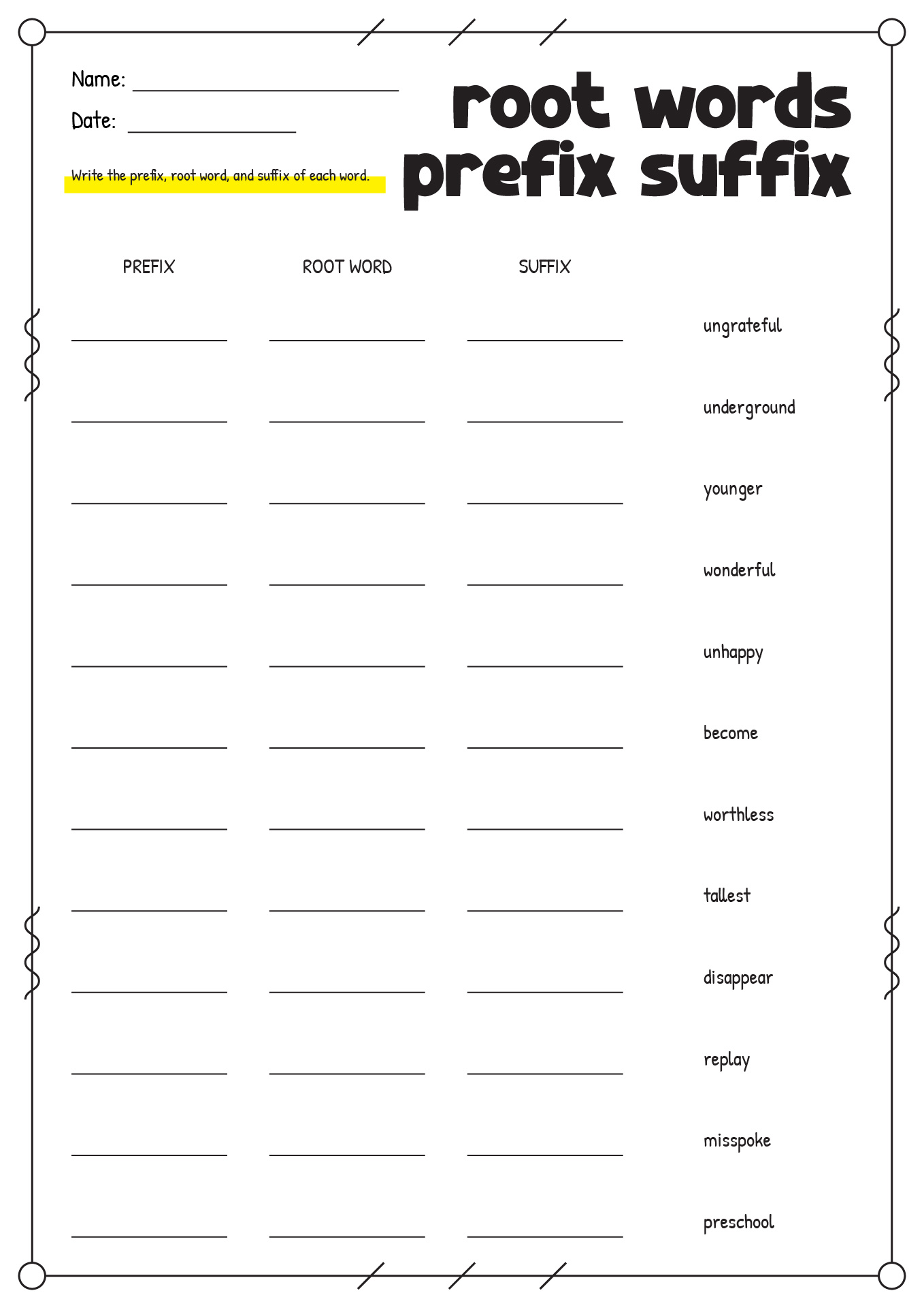 15 Best Images Of ROOT WORDS Worksheet Printable Prefixes And 