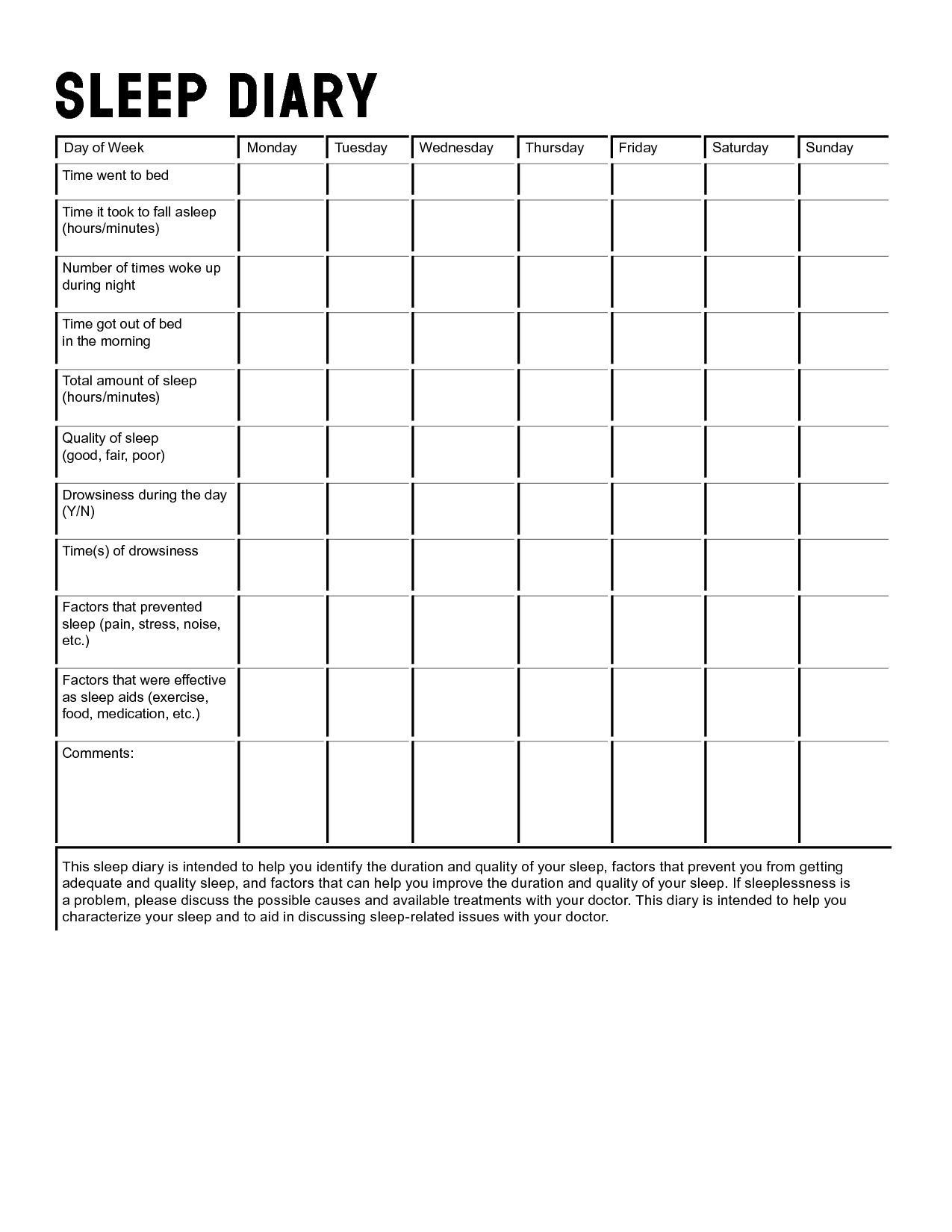 18 Best Images Of Sleep Log Worksheet Printable Sleep Log Worksheet 