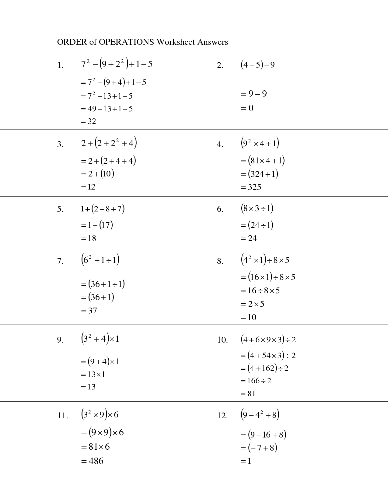 12 Best Images Of Order Of Operations Worksheets Order Of Operations 