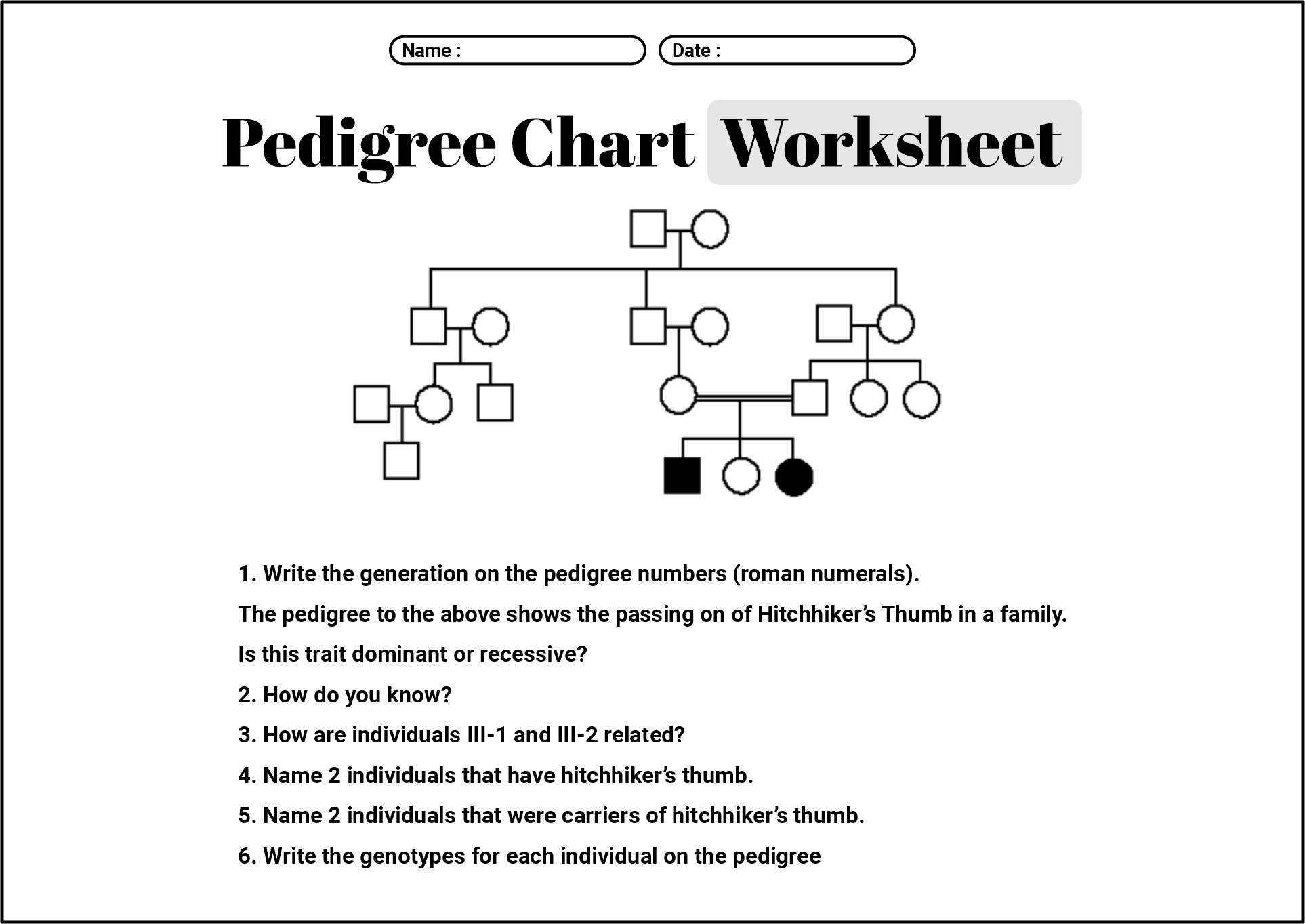 14 Best Images Of Pedigree Worksheet With Answer Key Genetics Pedigree Worksheet Answer Key 