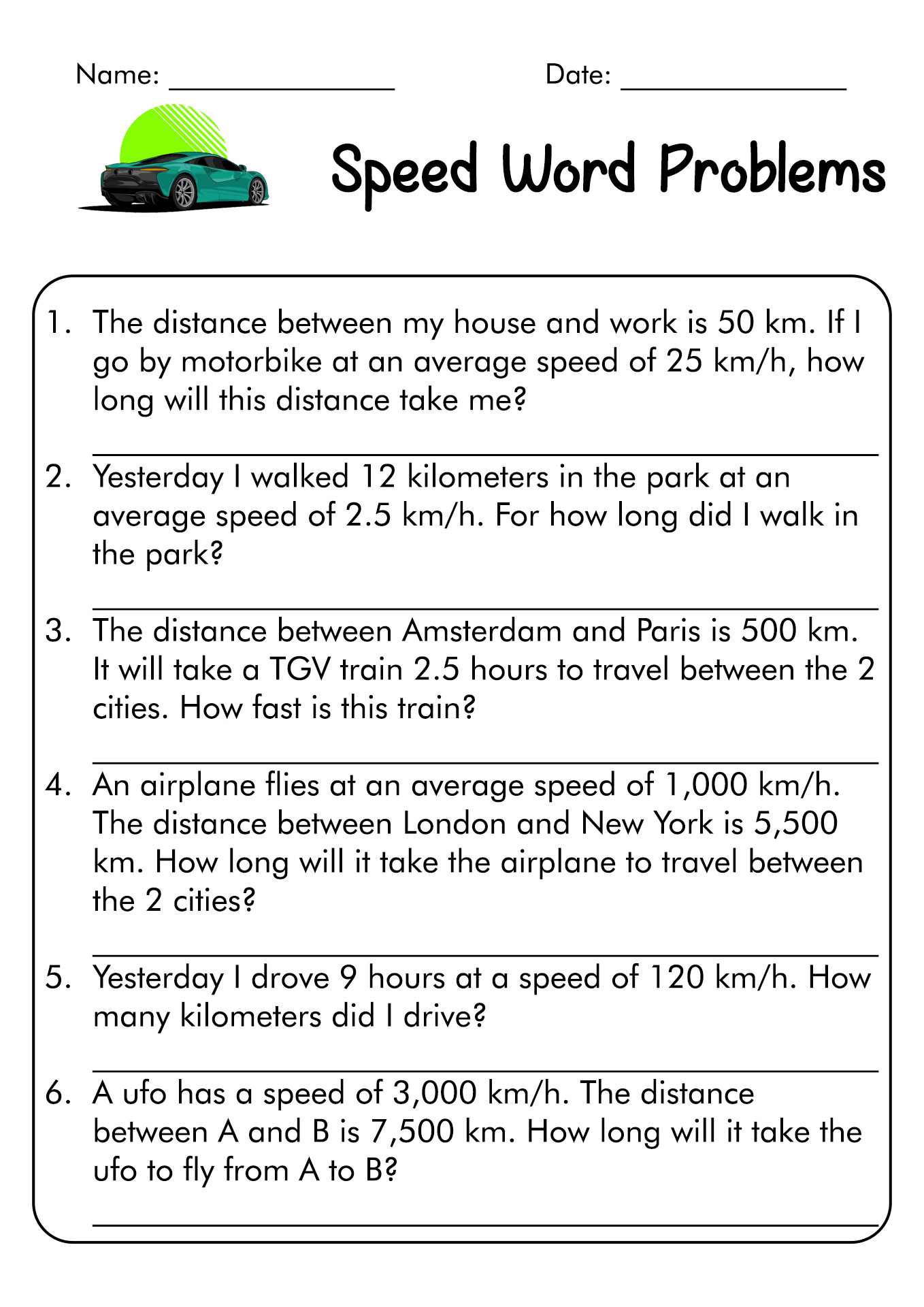 17 Best Images Of Speed Formula Worksheet Speed And Velocity Worksheets Middle School Speed 