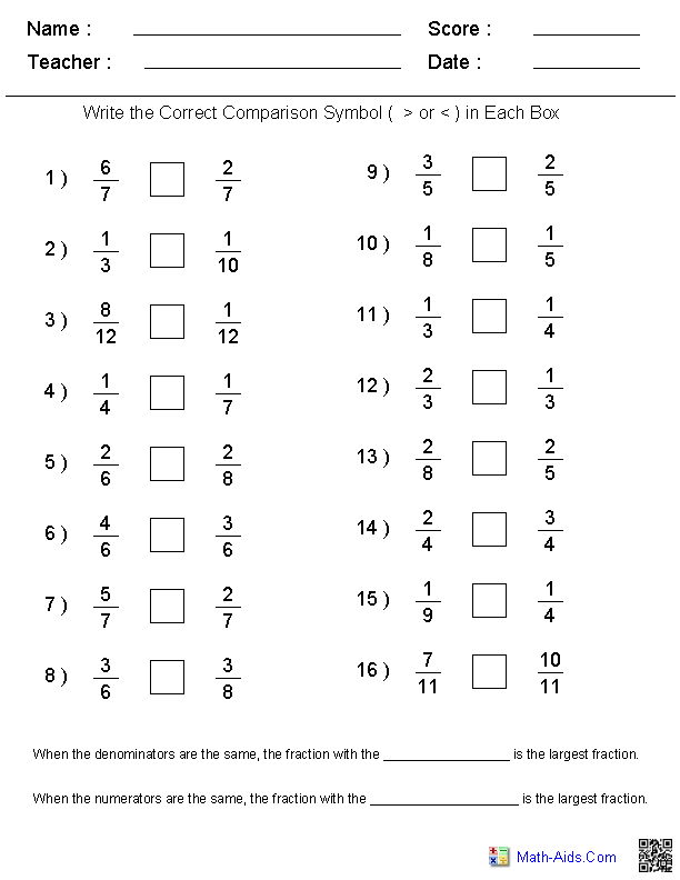 10 Best Images Of The Same Denominators Worksheets With Answer Key 