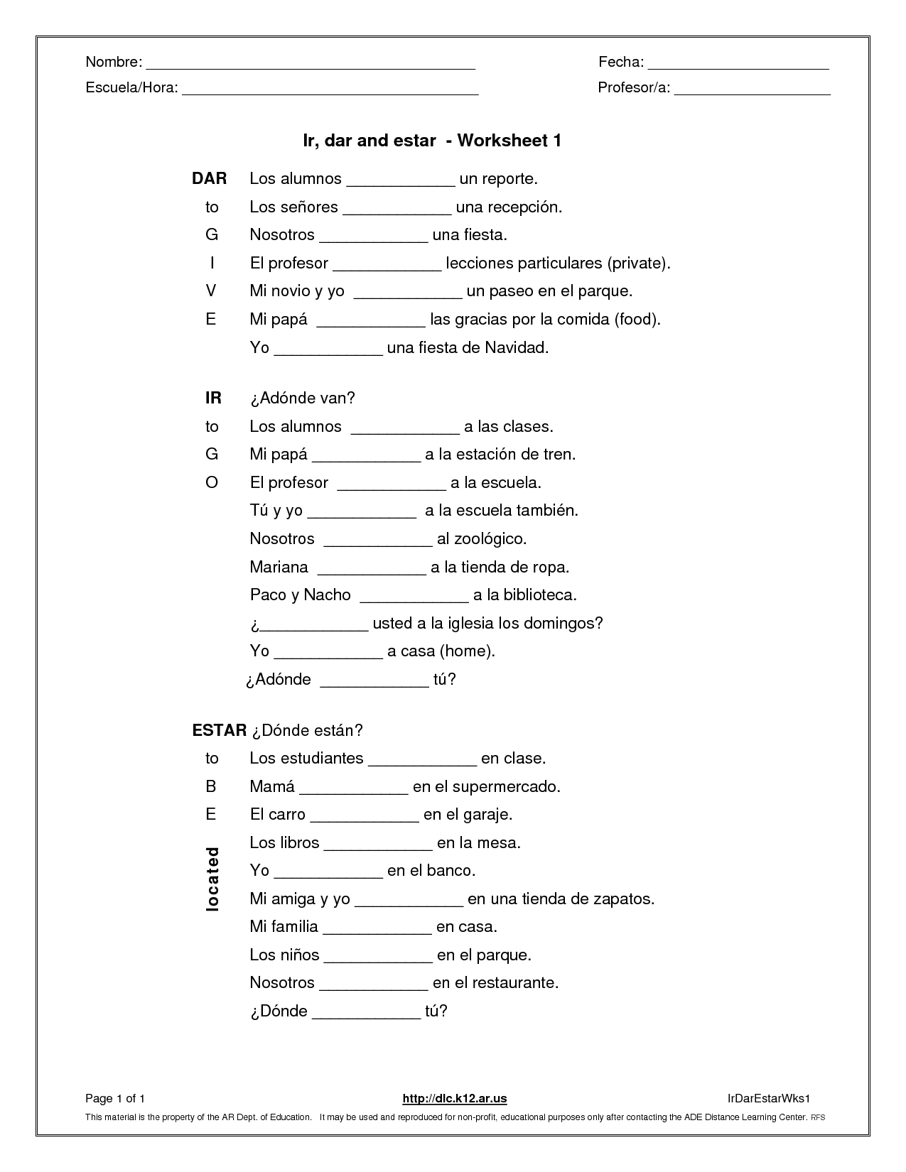 12 Best Images Of Spanish Worksheets On Ser Spanish Ser Worksheet 1 Answer Key Spanish Ser 