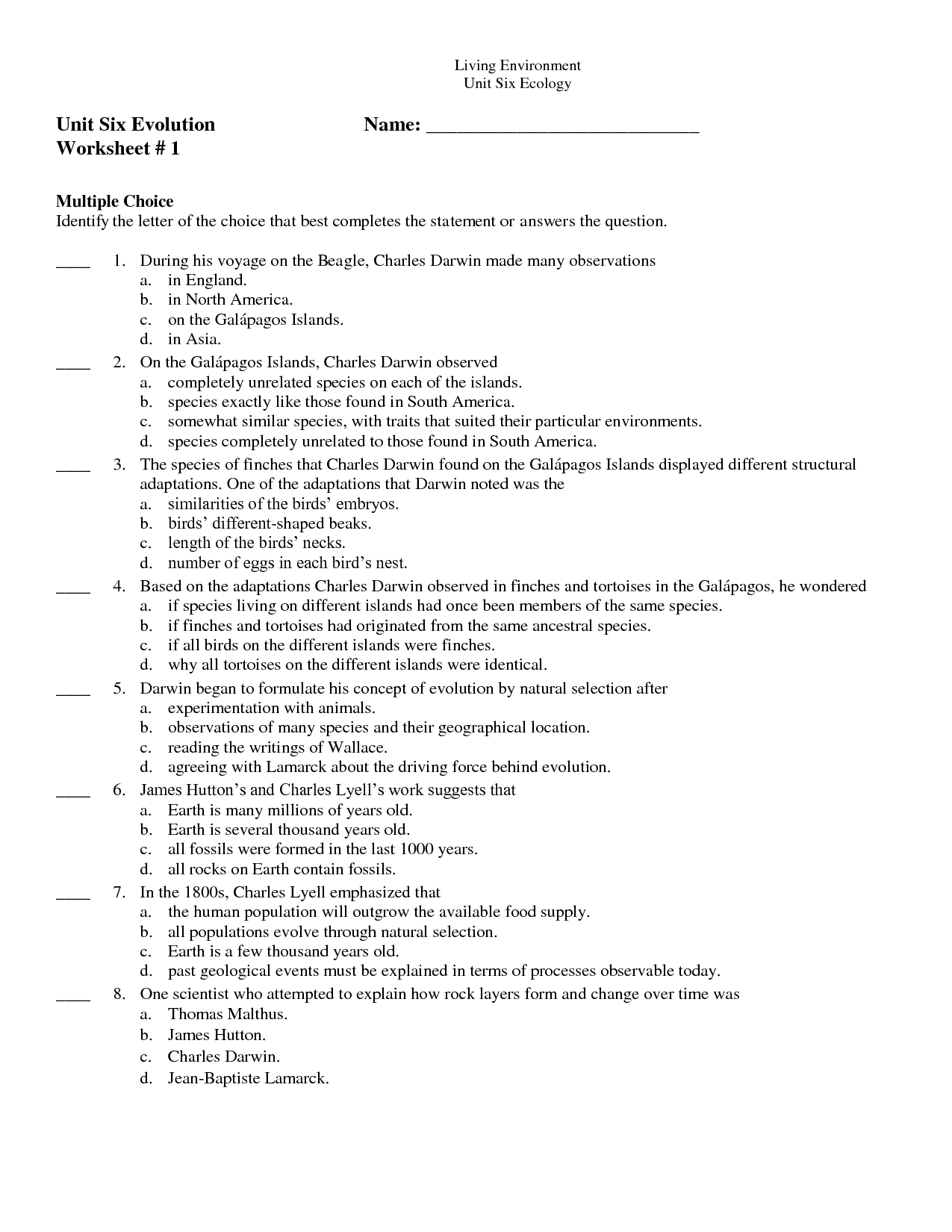 12 Best Images Of Darwin s Natural Selection Worksheet Key Evolution By Natural Selection 