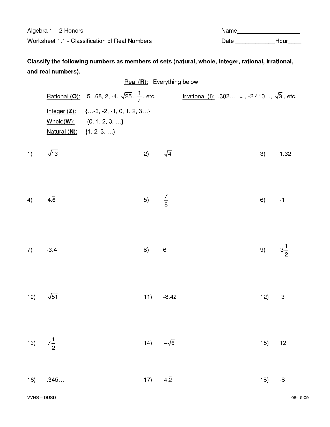 8 Best Images Of Rational Numbers Worksheets Grade 6 Rational Numbers Worksheets Classifying